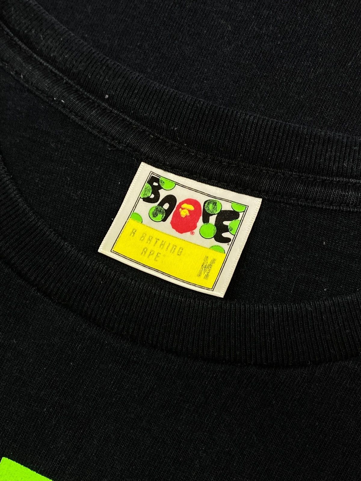 Bape 🔥 BAPE A BATHING APE NEON COLLEGE BLACK GREEN T-SHIRT Size US M / EU 48-50 / 2 - 12 Thumbnail