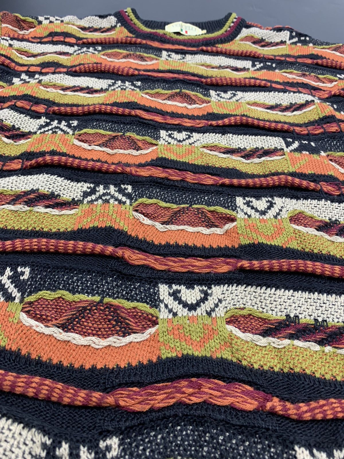 Japanese Brand Vintage 90s Vercelli 3D knitwear Sweater Coogi Style Size US L / EU 52-54 / 3 - 4 Thumbnail