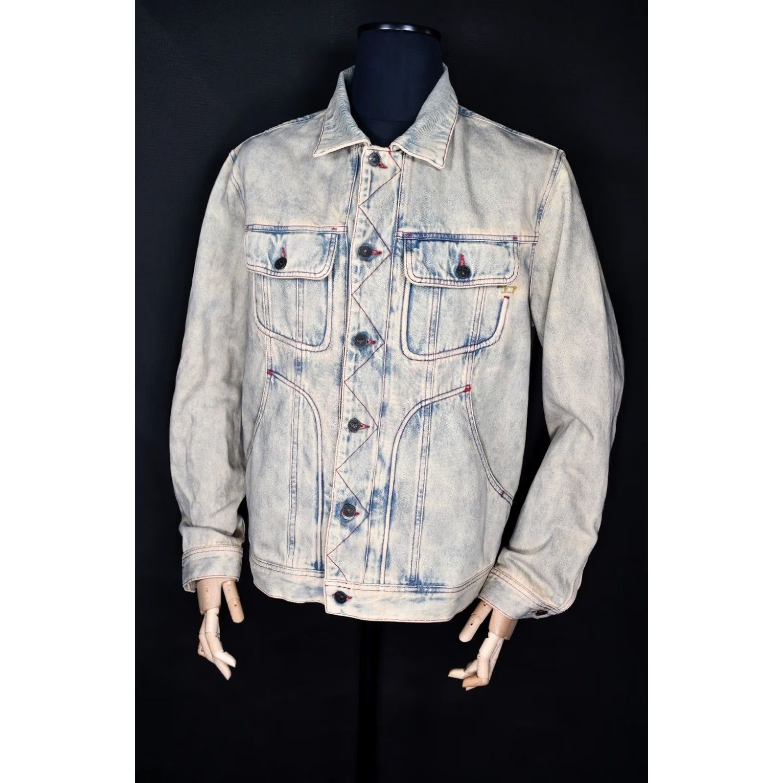 Diesel DIESEL C-L-D-Riley Marbled Trucker Denim Jacket Men's L Casual Cotton Denim Jacket Blue 100% Cotton Regular Size L Mens Size US L / EU 52-54 / 3 - 2 Thumbnail