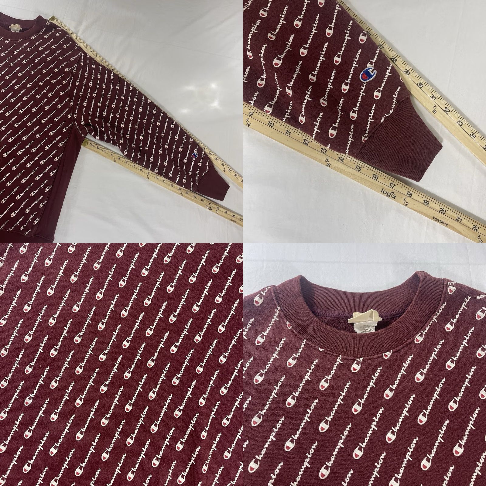 Champion VINTAGE Champion 2XL Crewneck Sweatshirt Reverse Weave AOP Spell Out Logo Maroon Red Decade 1980s Mens Size US XXL / EU 58 / 5 - 8 Thumbnail