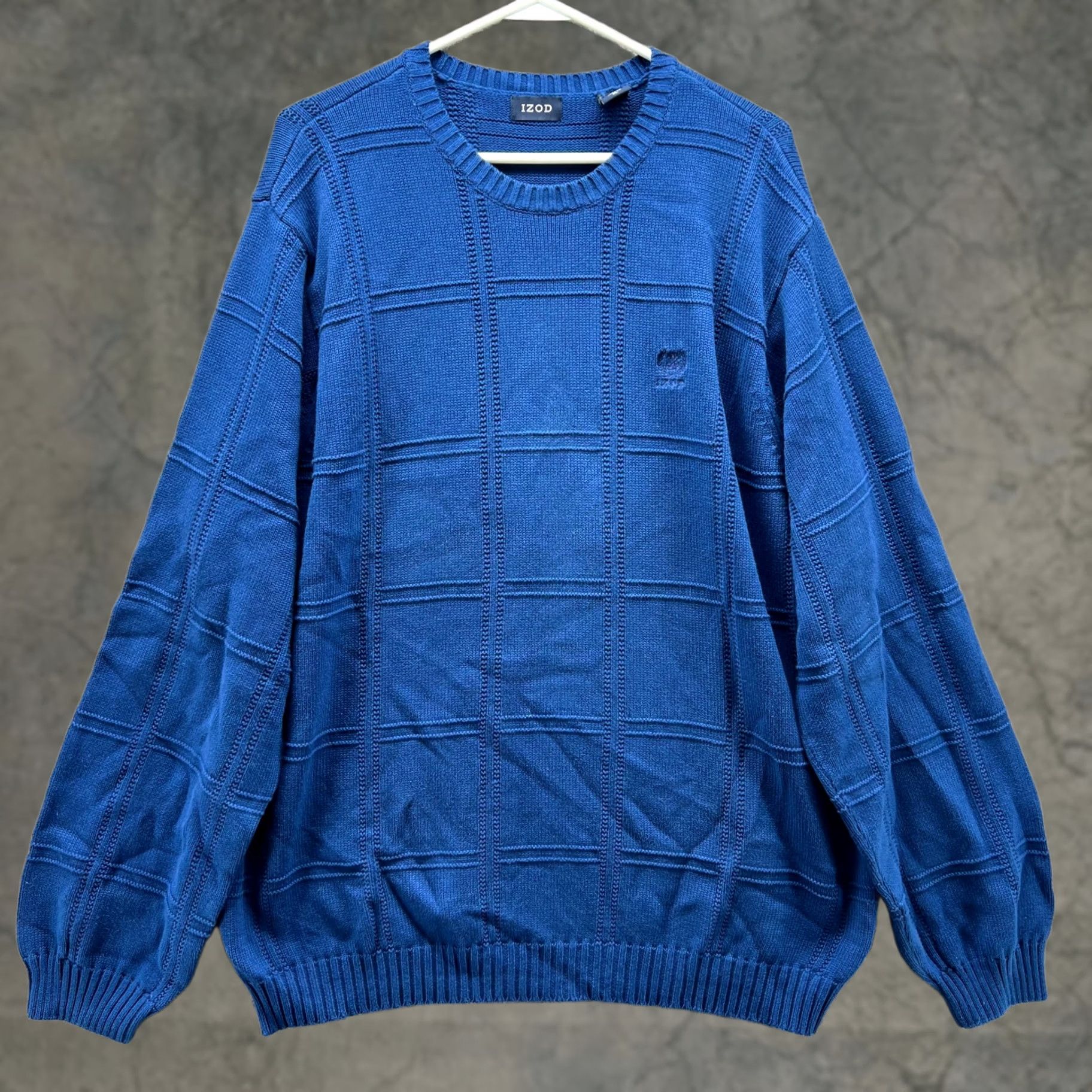 Izod VINTAGE IZOD Sweater Mens XL Royal Blue Pullover Fleece Knitted Check Crewneck Size US XL / EU 56 / 4 - 1 Thumbnail