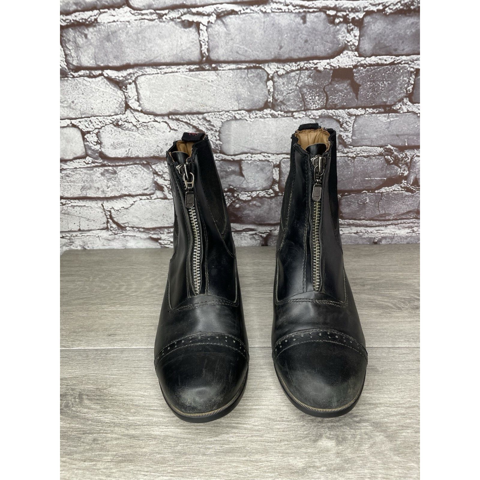 Justin Justin Black Leather Front Zip Jodhpur Cap Toe Boots Women S Size US 7 / IT 37 - 23 Thumbnail
