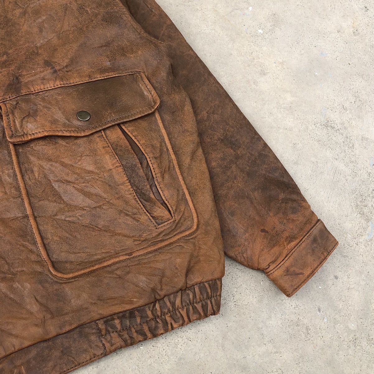 Vintage Vintage Skender Lined Fleece Leather Bomber Jacket Size US L / EU 52-54 / 3 - 5 Thumbnail