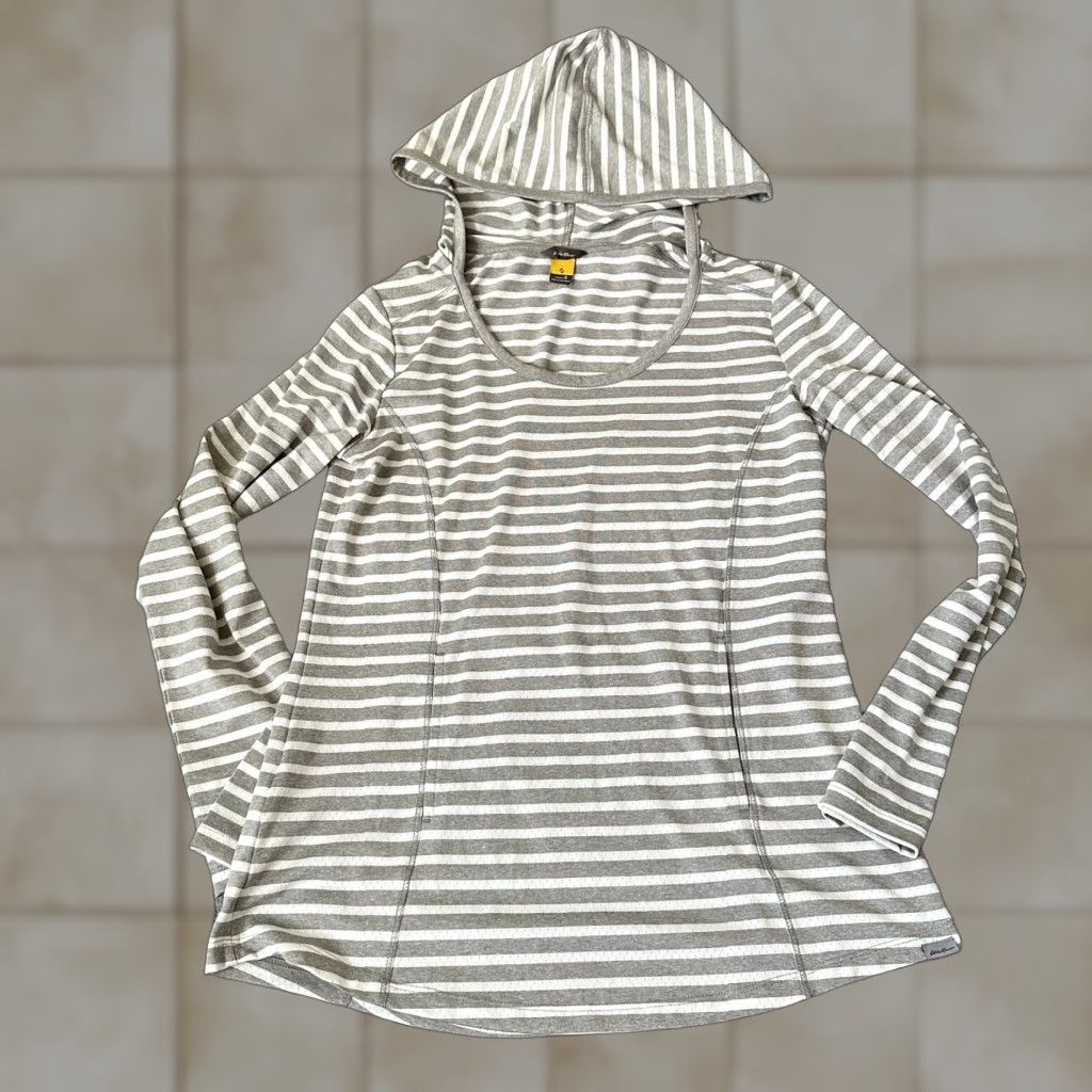 Eddie Bauer VINTAGE Eddie Bauer Hoodie Womens Small White Gray Travex Pullover Polyester Ladies Size S / US 4 / IT 40 - 1 Thumbnail