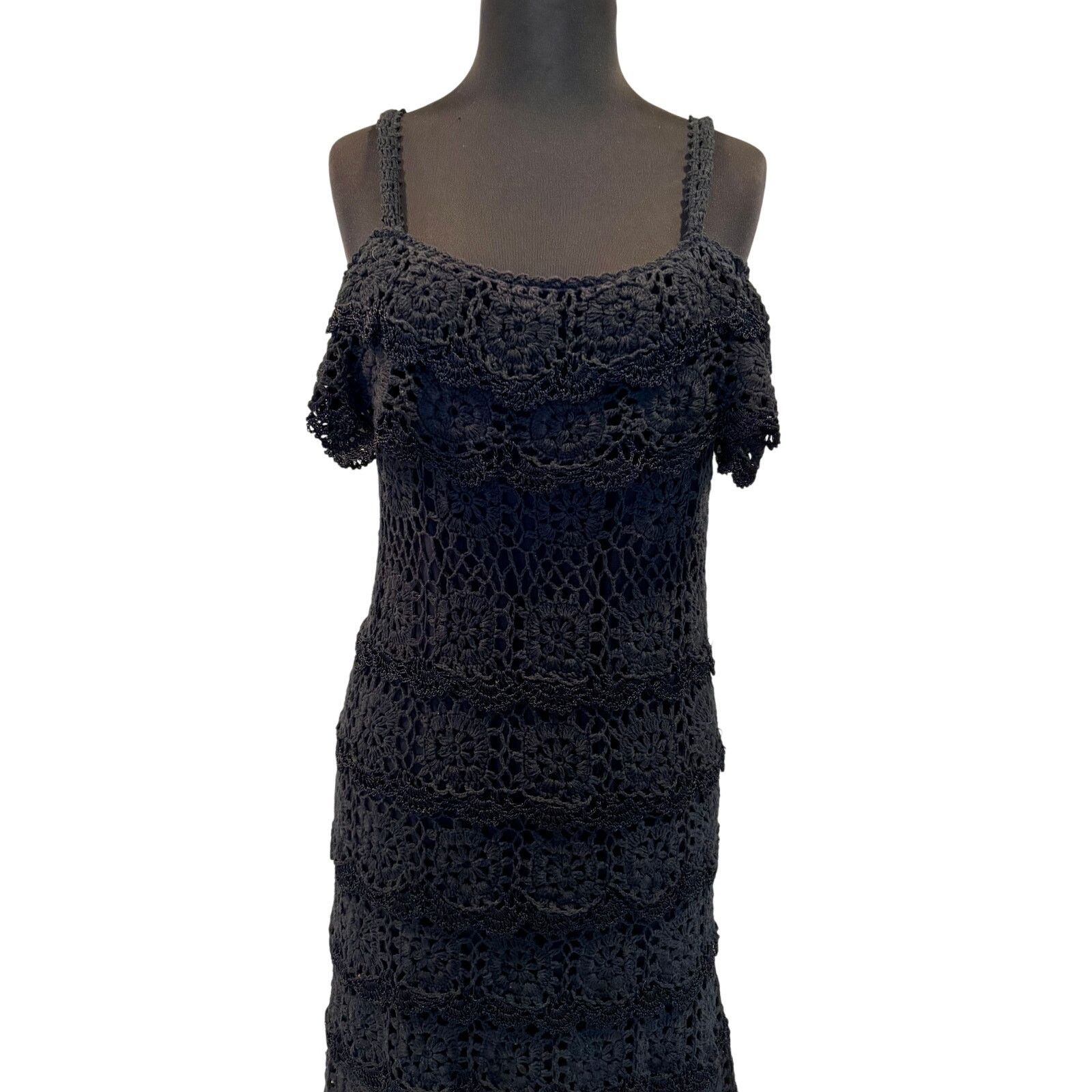Boston Proper Boston Proper Crochet Layered Lined Dress Spaghetti Strap Size M / US 6-8 / IT 42-44 - 2 Thumbnail