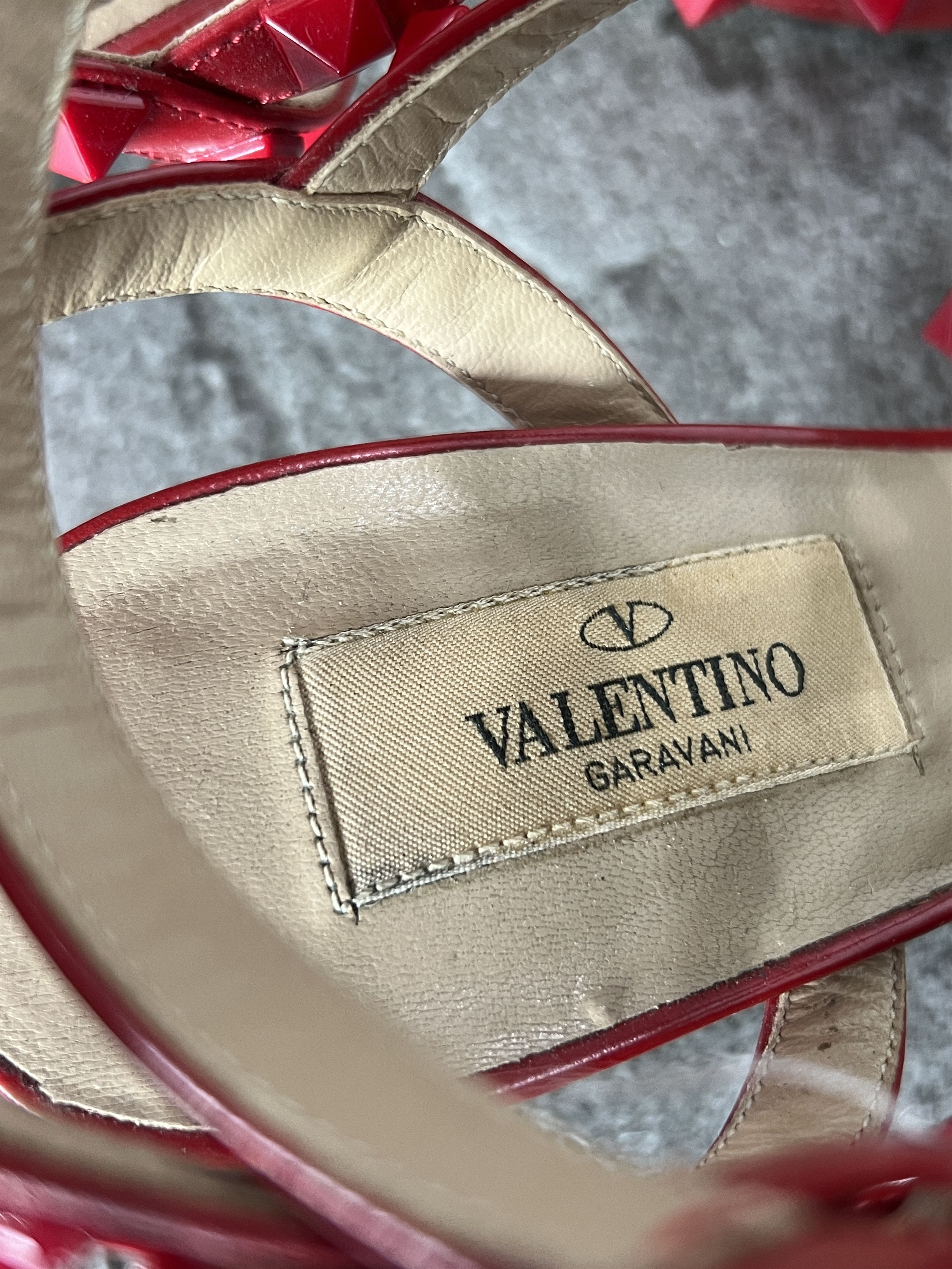 Valentino Valentino Rockstud Patent Cage Heels Red 37 Size US 7 / IT 37 - 10 Thumbnail