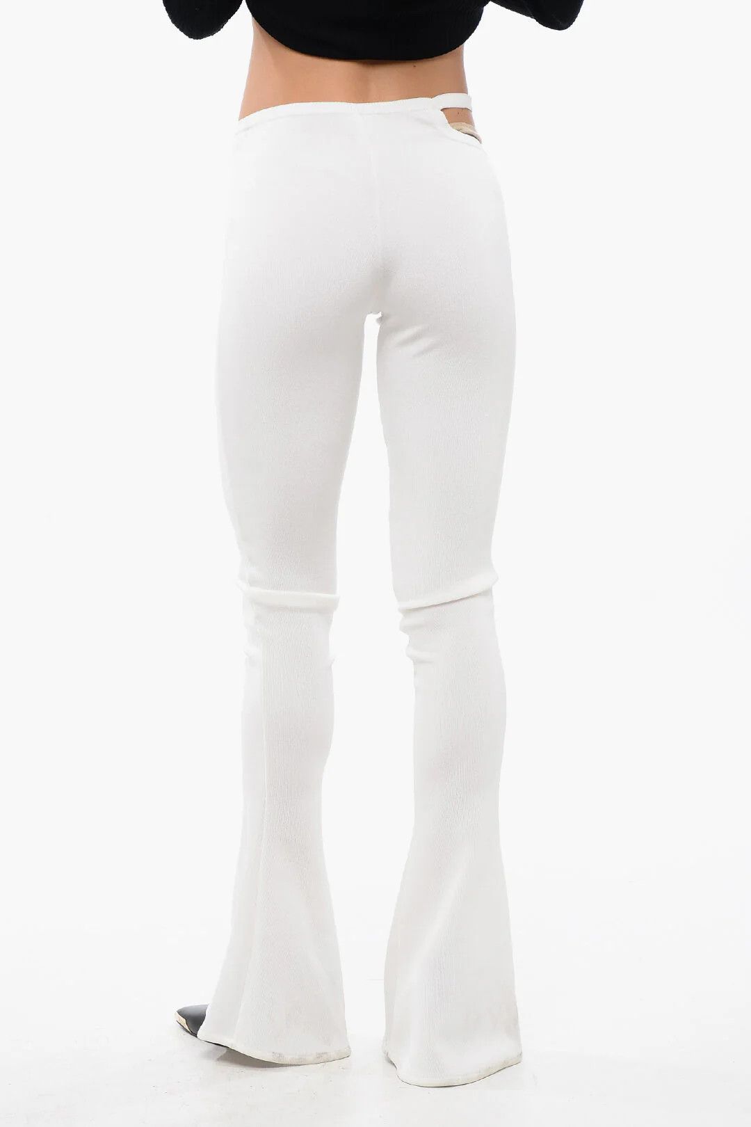 Balmain og1mm0326 Flared Leggings in White Size 26" / US 2 / IT 38 - 2 Thumbnail