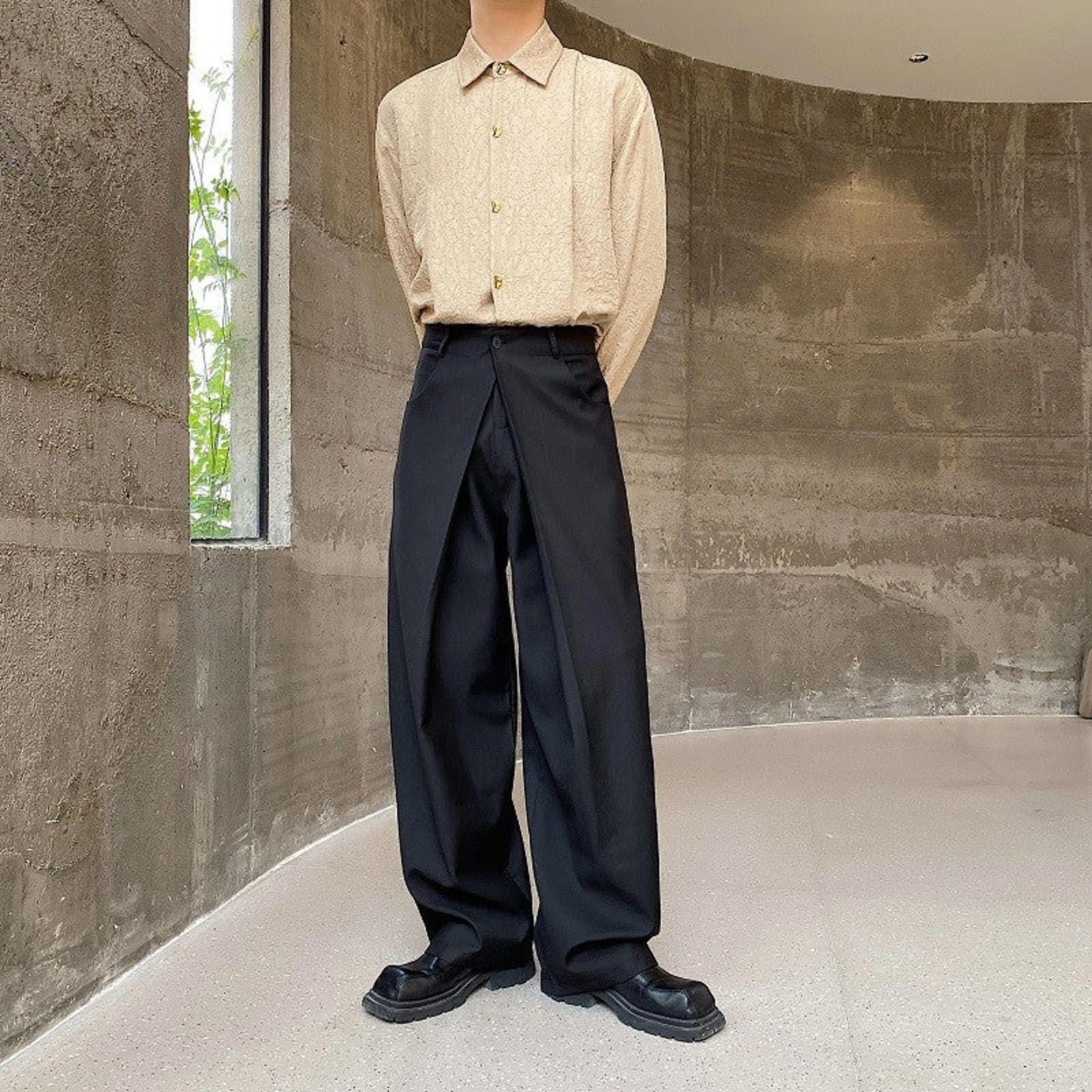 Japanese Brand Black Wide Leg Casual Pants, Relaxed Fit Trousers Size US 32 / EU 48 - 2 Thumbnail