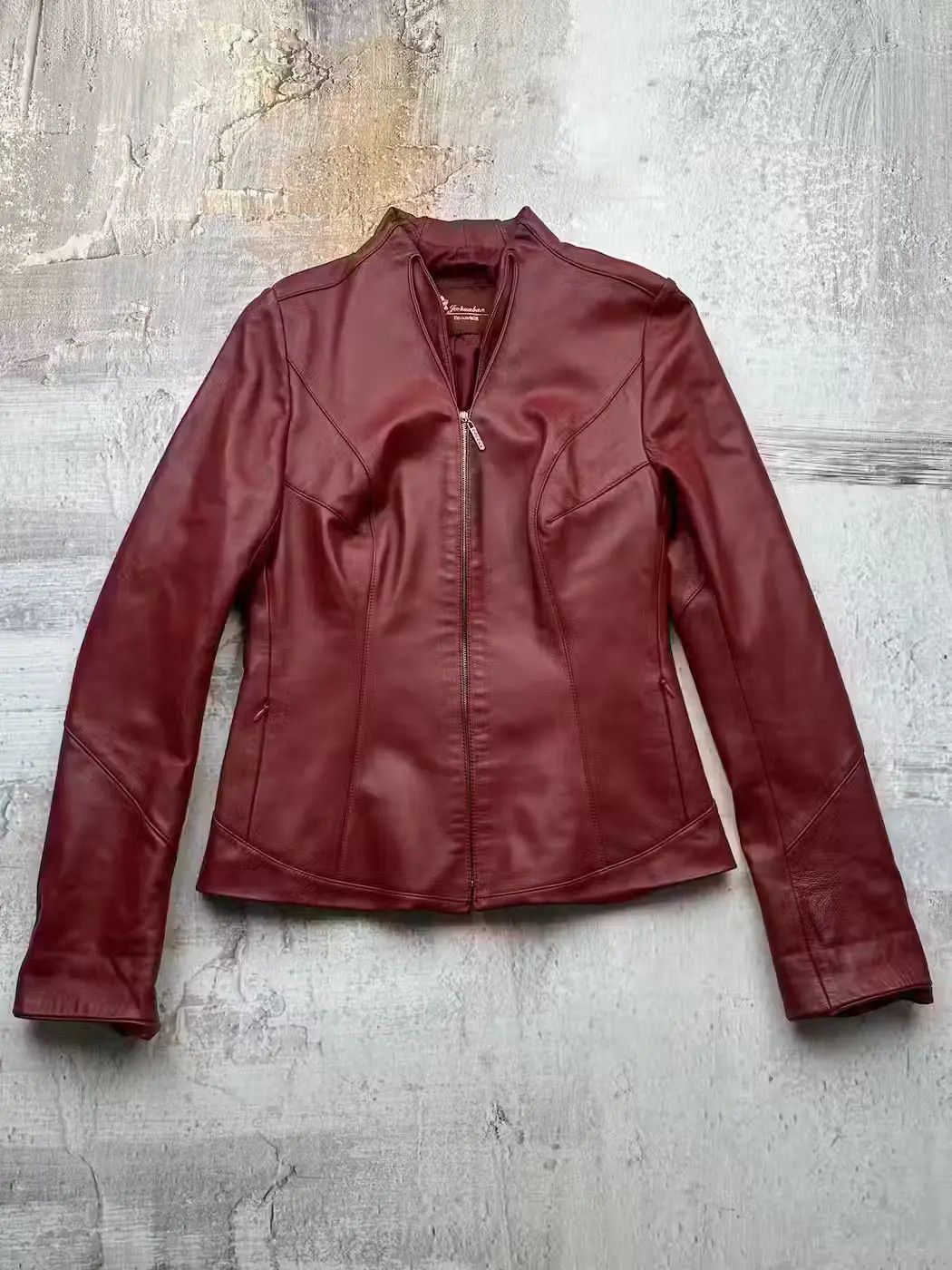 image of Avant Garde x Leather Jacket Vintage Cropped Leather Jacket in Red, Women's (Size Small)