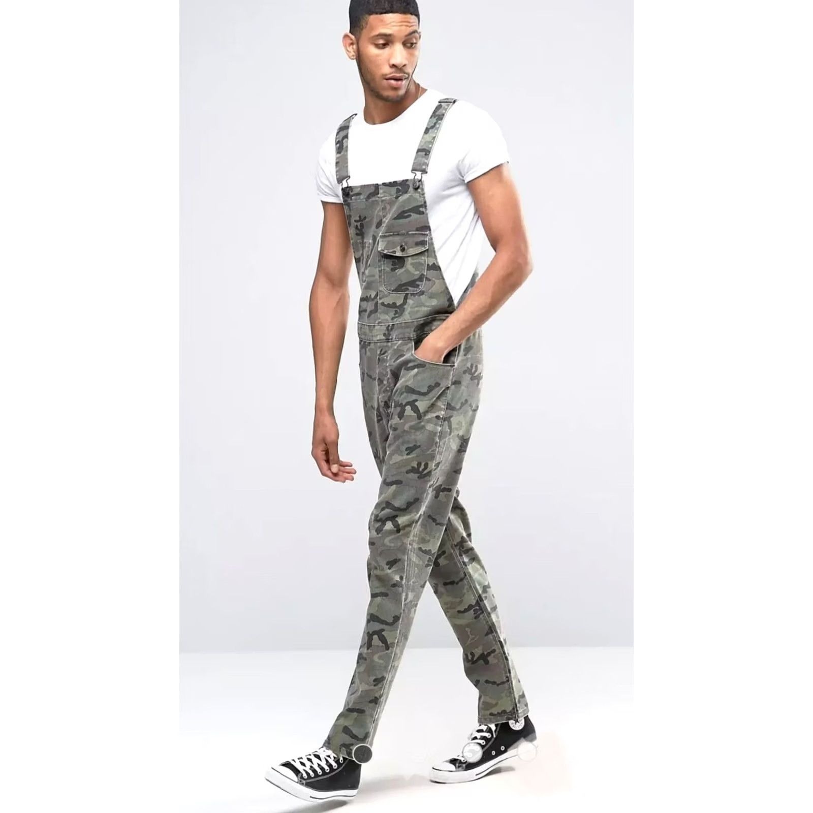 Asos ASOS Camo Overalls In Khaki Herringbone Men's Size W30 L32 Overalls Size US 30 / EU 46 - 3 Thumbnail
