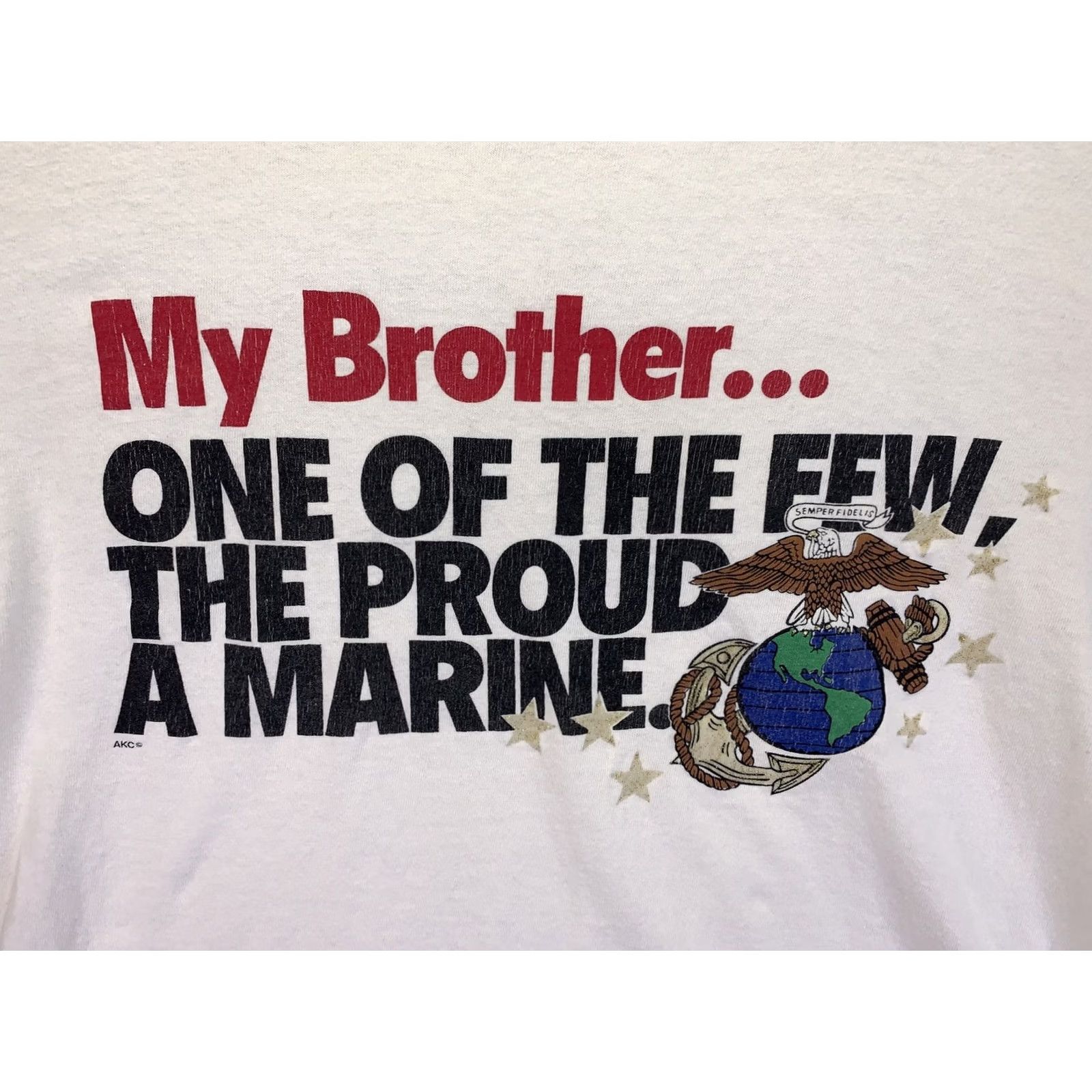 Soffe VINTAGE Soffes Choice Single Stitch My Brother Marine Adult Graphic T Shirt Medium White unisex 1990s Shirt Mens Womens Size US M / EU 48-50 / 2 - 6 Thumbnail