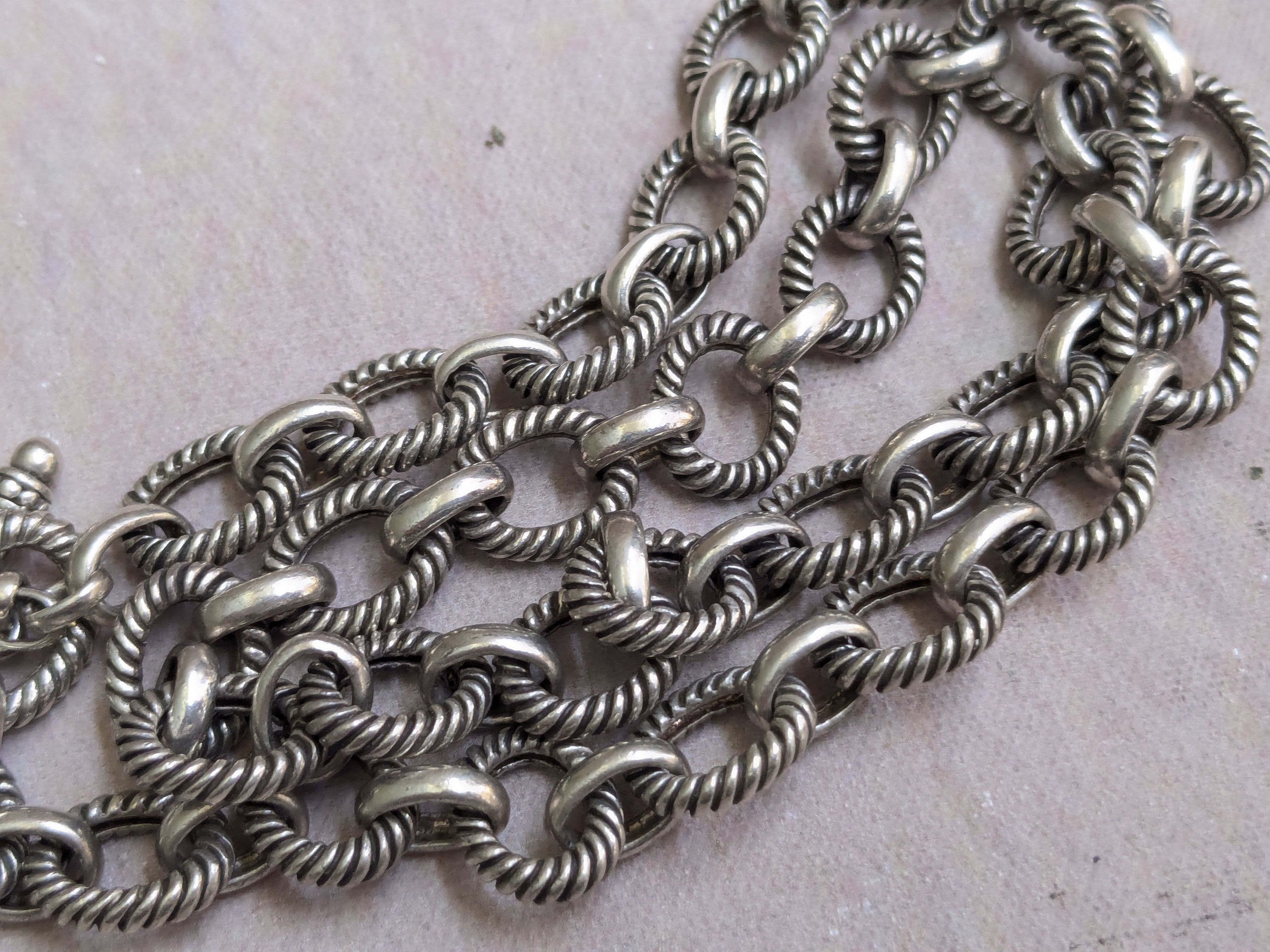 Jewelry Sterling Silver Choker Necklace Oval 18" Chain Size ONE SIZE - 10 Thumbnail