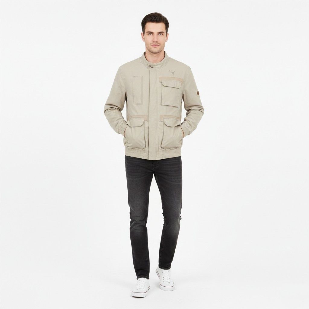 Puma Puma Men S Jacket Pockets Full Zipper Beige 10253 Size US S / EU 44-46 / 1 - 1 Thumbnail