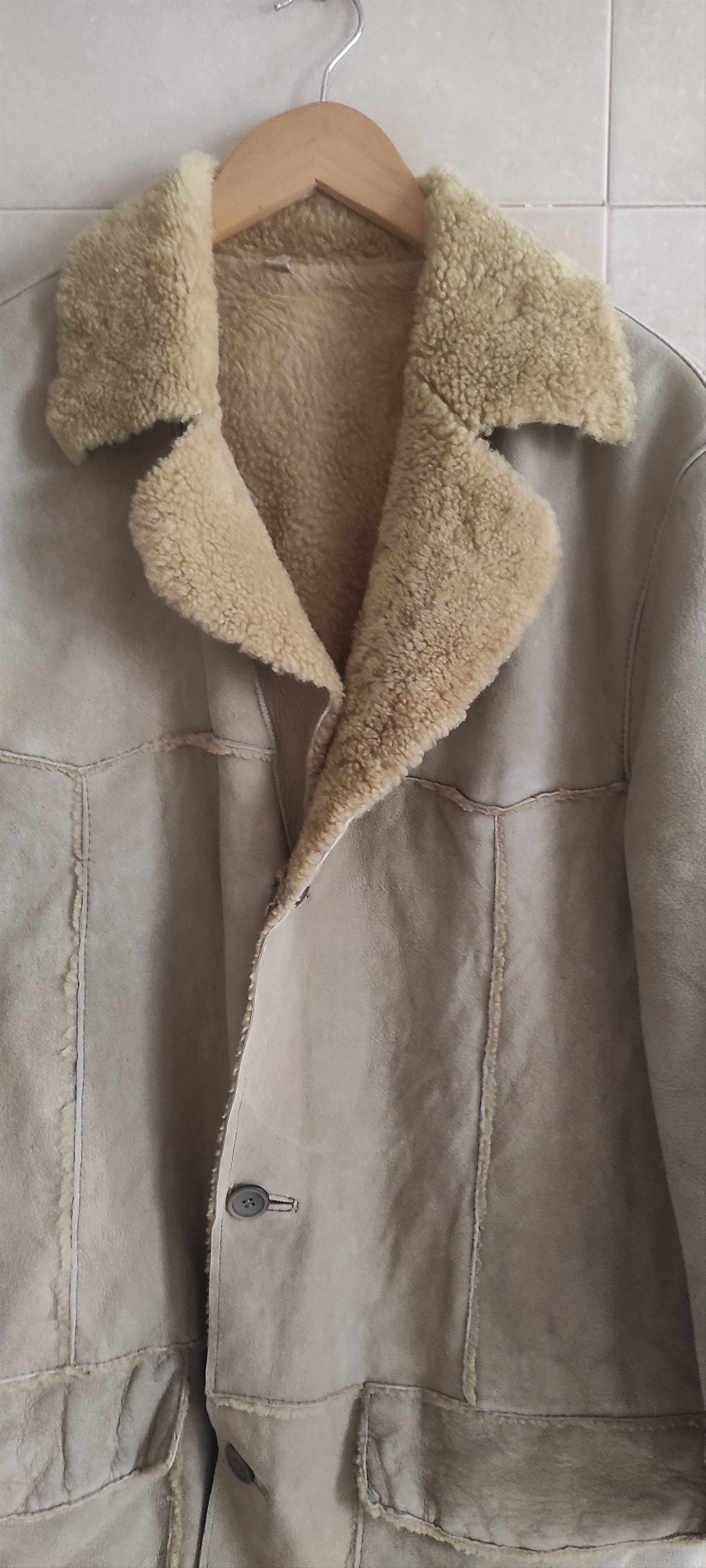 Leather × Vintage Offset Real sheepskin Fur Lined Leather Mens Overcoat Size US L / EU 52-54 / 3 - 4 Thumbnail