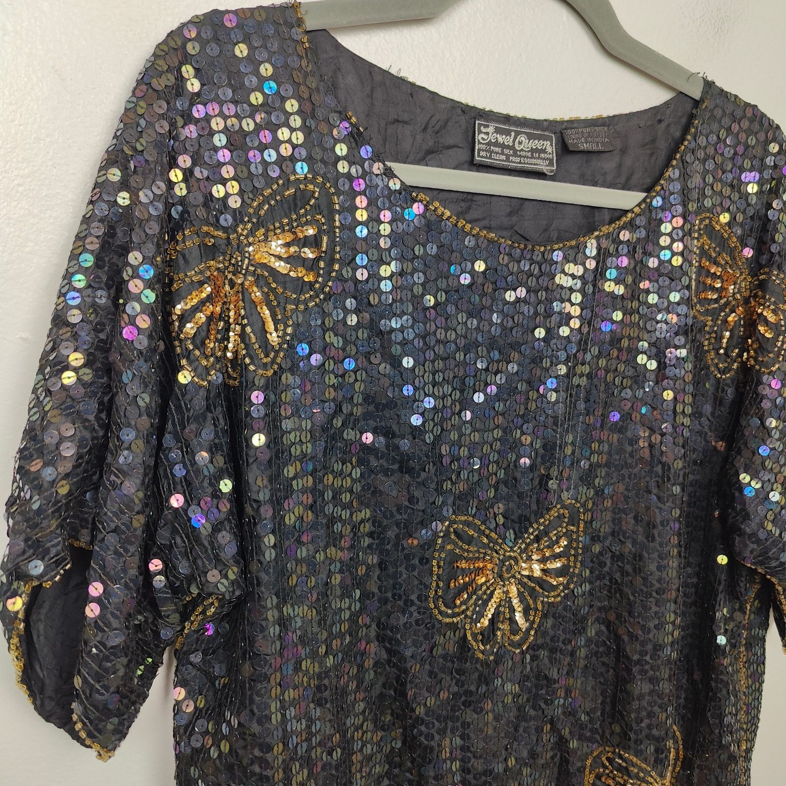Other Vintage Jewel Queen Beaded Top Womens Small Black Sequin Size S / US 4 / IT 40 - 2 Thumbnail