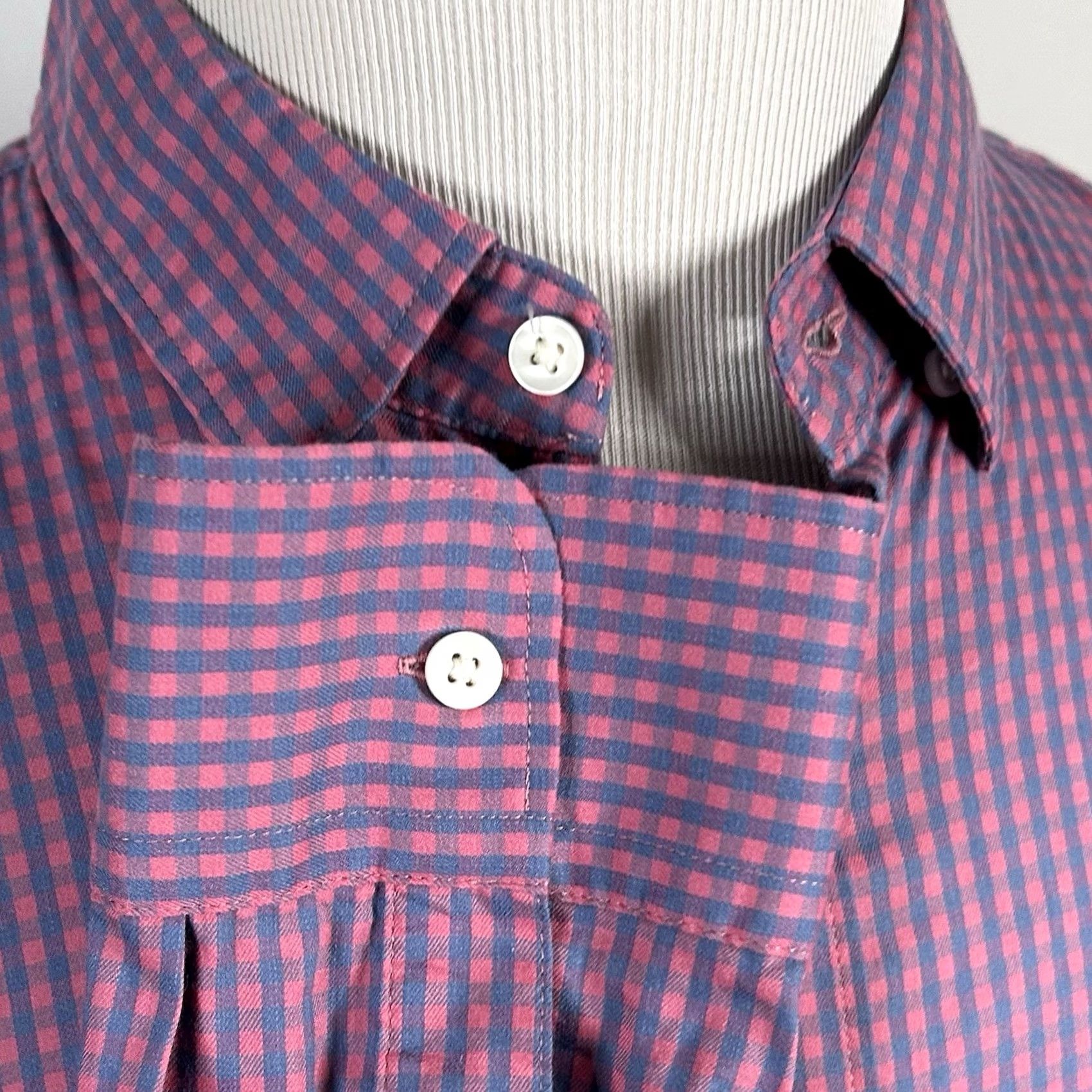 Faherty Faherty The Movement Shirt Plaid Red Blue Cotton Nylon Blend Button-Front Long Sleeve Casual Mens L Size US L / EU 52-54 / 3 - 4 Thumbnail