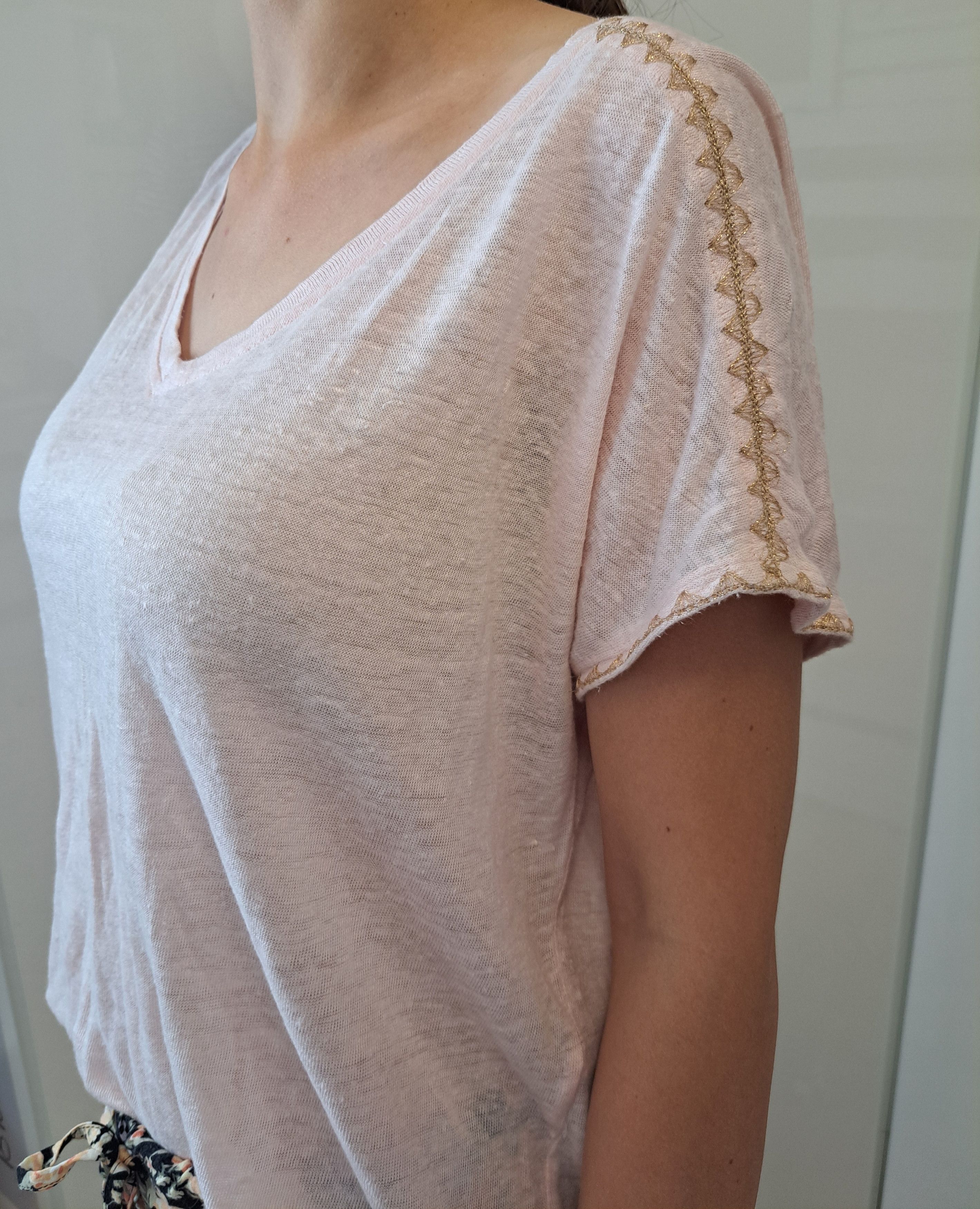 Designer Monsoon linen pink t-shirt tshirt M. Size M / US 6-8 / IT 42-44 - 2 Thumbnail