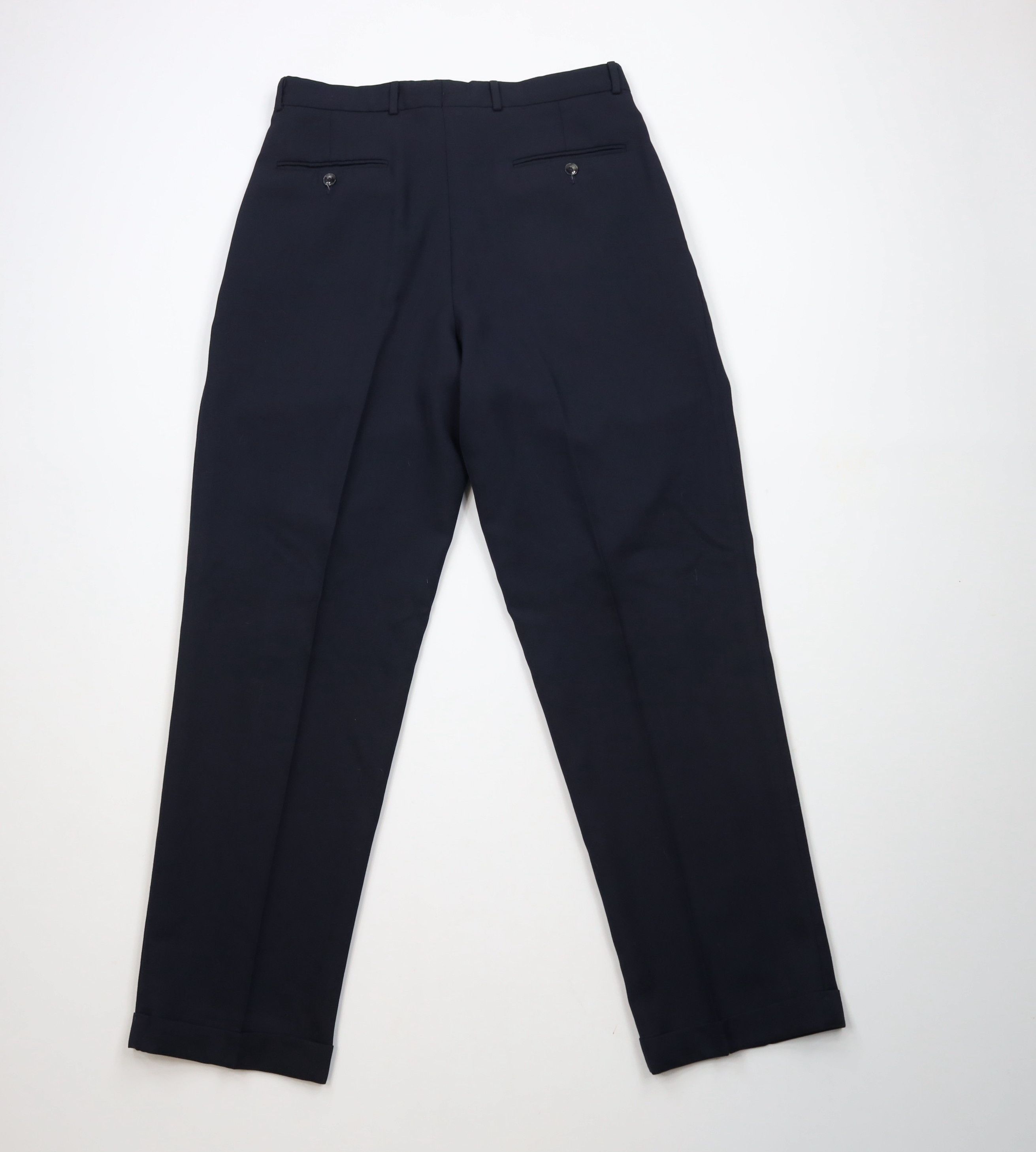 Vintage Vintage 90s Streetwear Pleated Cuffed Chino Pants Navy Blue Size US 32 / EU 48 - 10 Thumbnail