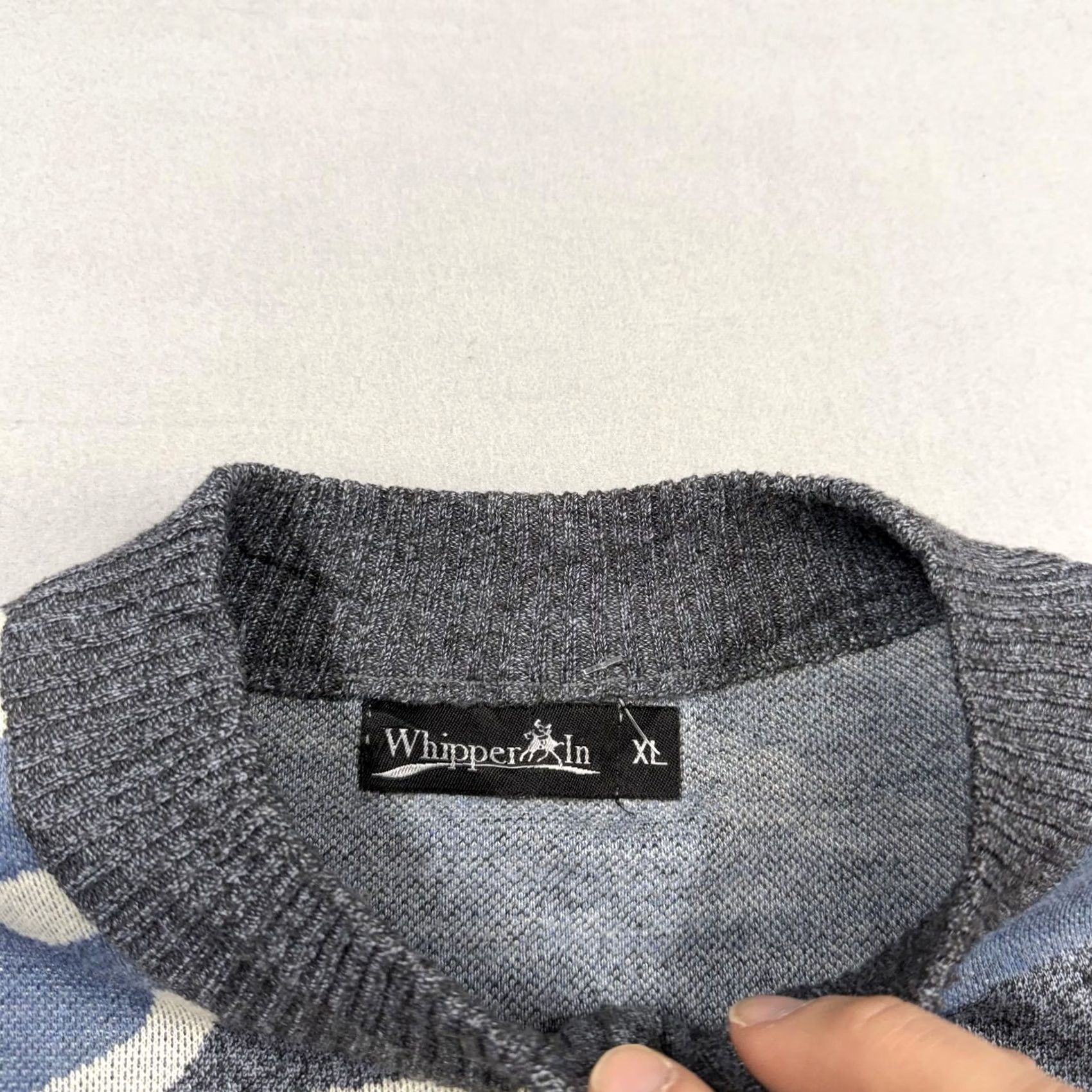 Vintage Whipper In Mens XL Blue Camo Army 1/4 Zip Mock Neck Tight Knit Pullover Sweater Size US XL / EU 56 / 4 - 2 Thumbnail