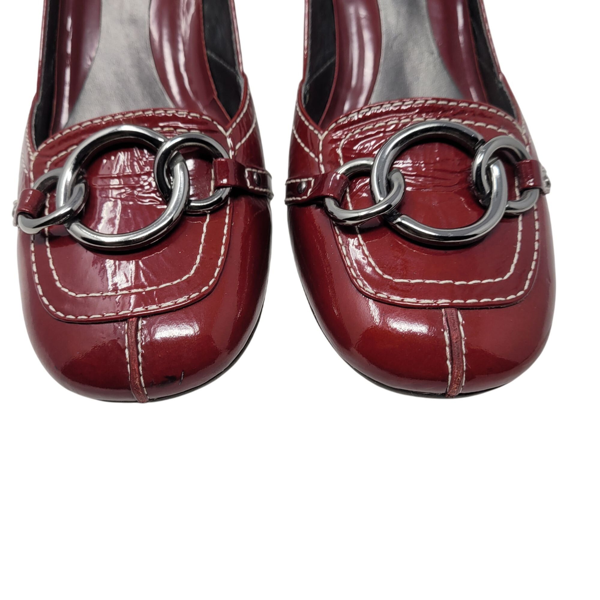Vintage Arturo Chiang Womens Red Patent Leather Heel Loafer 8.5 Chai Size US 8.5 / IT 38.5 - 4 Thumbnail