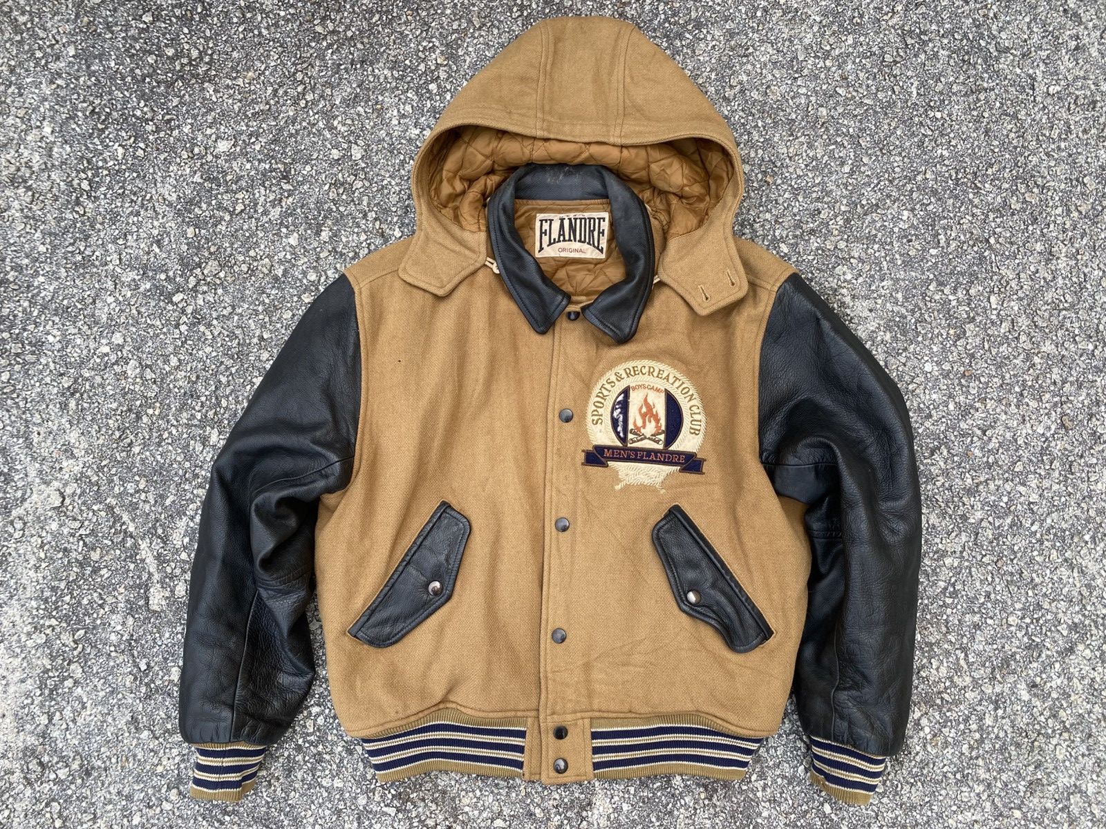 Vintage Men’s Flandre Original Boys Camp Leather Bomber Jacket Size US XL / EU 56 / 4 - 1 Thumbnail