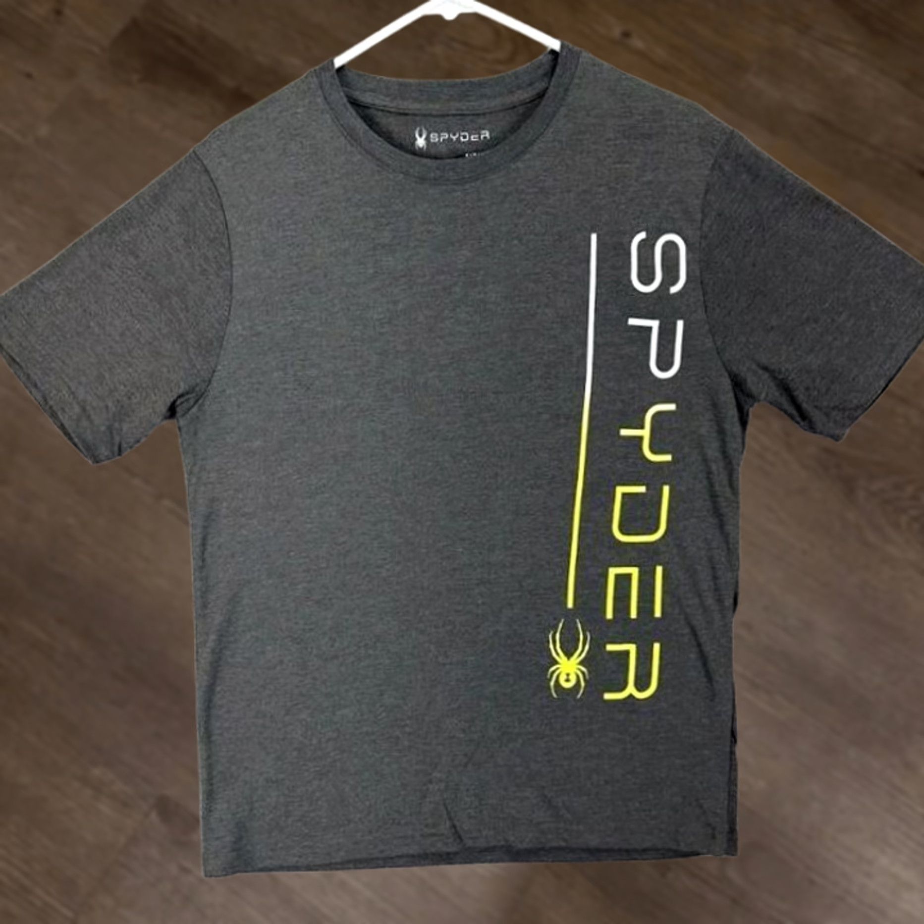 Spyder Spyder Active T-Shirt Mens Small Grey Graphic Print Workout Running Short Sleeve Crew Neck Cotton Polyester Size US S / EU 44-46 / 1 - 1 Thumbnail