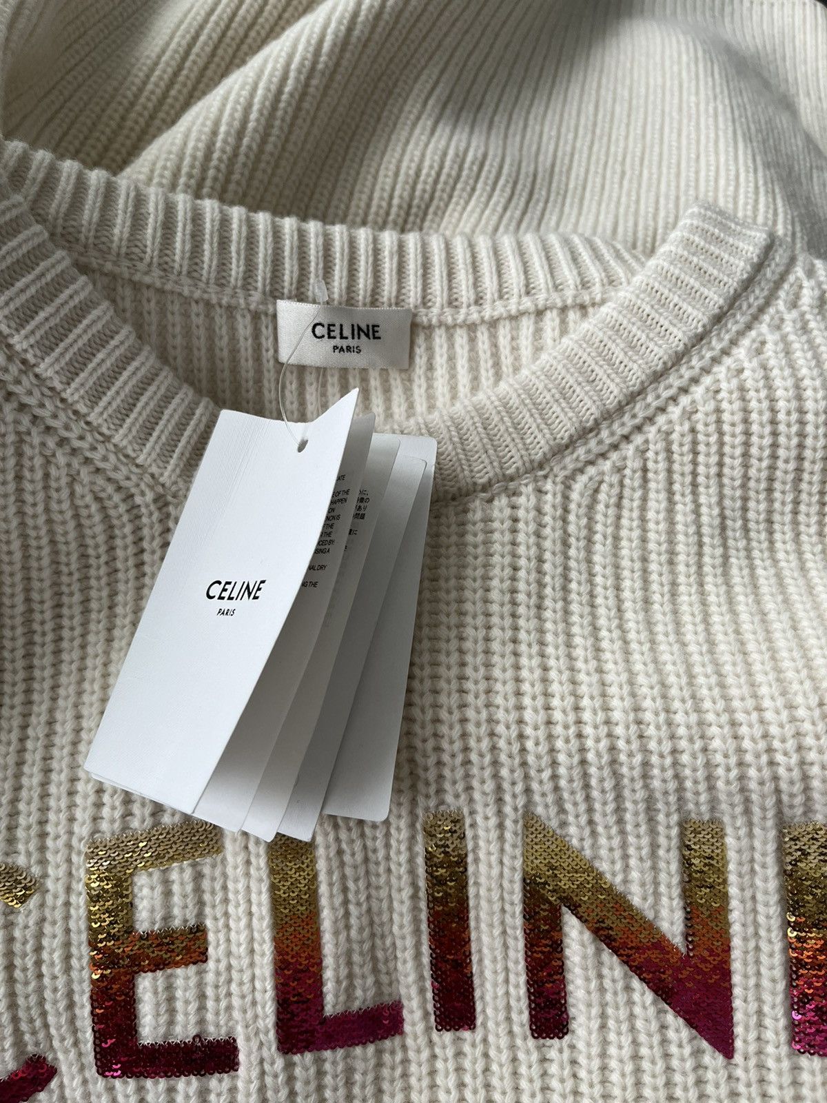 Celine × Hedi Slimane Celine by Hedi Slimane Runway Logo Wool Sweater Brand New Size US XXL / EU 58 / 5 - 16 Thumbnail