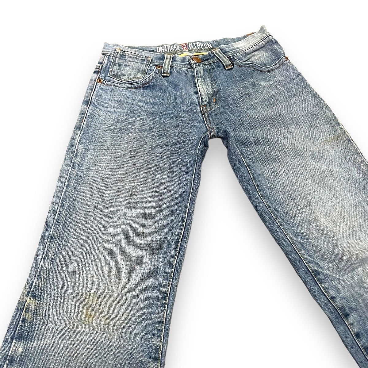Samurai Jeans 🇯🇵 ONIARI NIPPON SUKAJAN EMBROIDERED DRAGON WASHED DENIM Size US 28 / EU 44 - 4 Thumbnail