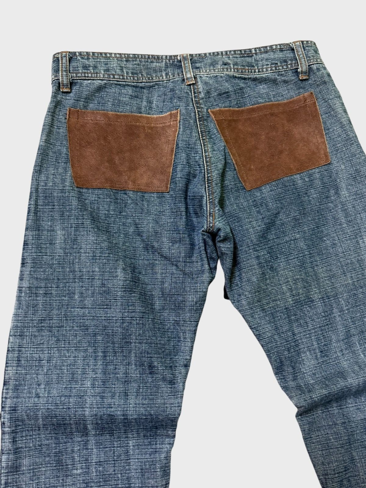 Japanese Brand Flare CHIKAKO ROEN Leather Double Laced Low Rise Denim jeans Size US 29 - 10 Thumbnail