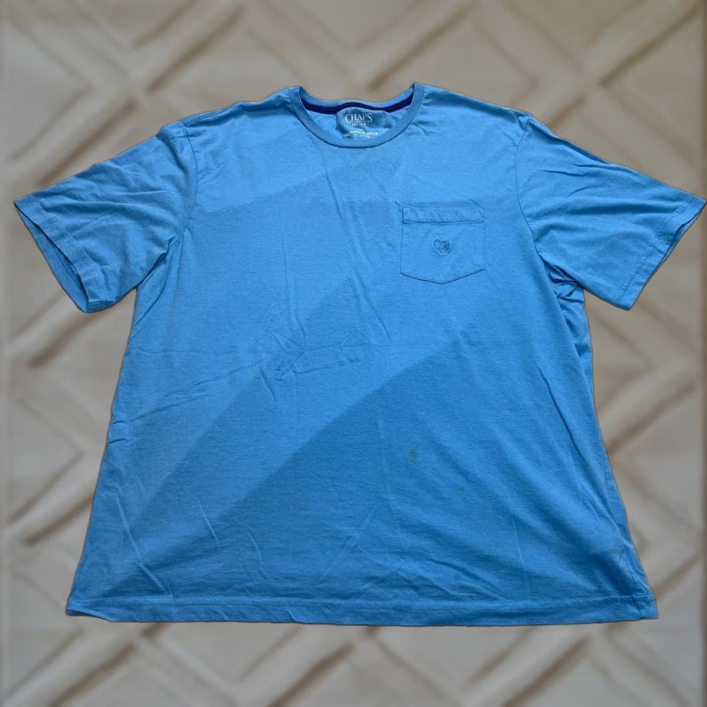 Chaps Chaps Shirt Mens 2XL Light Blue Coastland Wash Pocket Tee Logo T Shirt Cotton Jersey Short Sleeve Crew Neck Regular Pockets Men Size US XXL / EU 58 / 5 - 1 Thumbnail