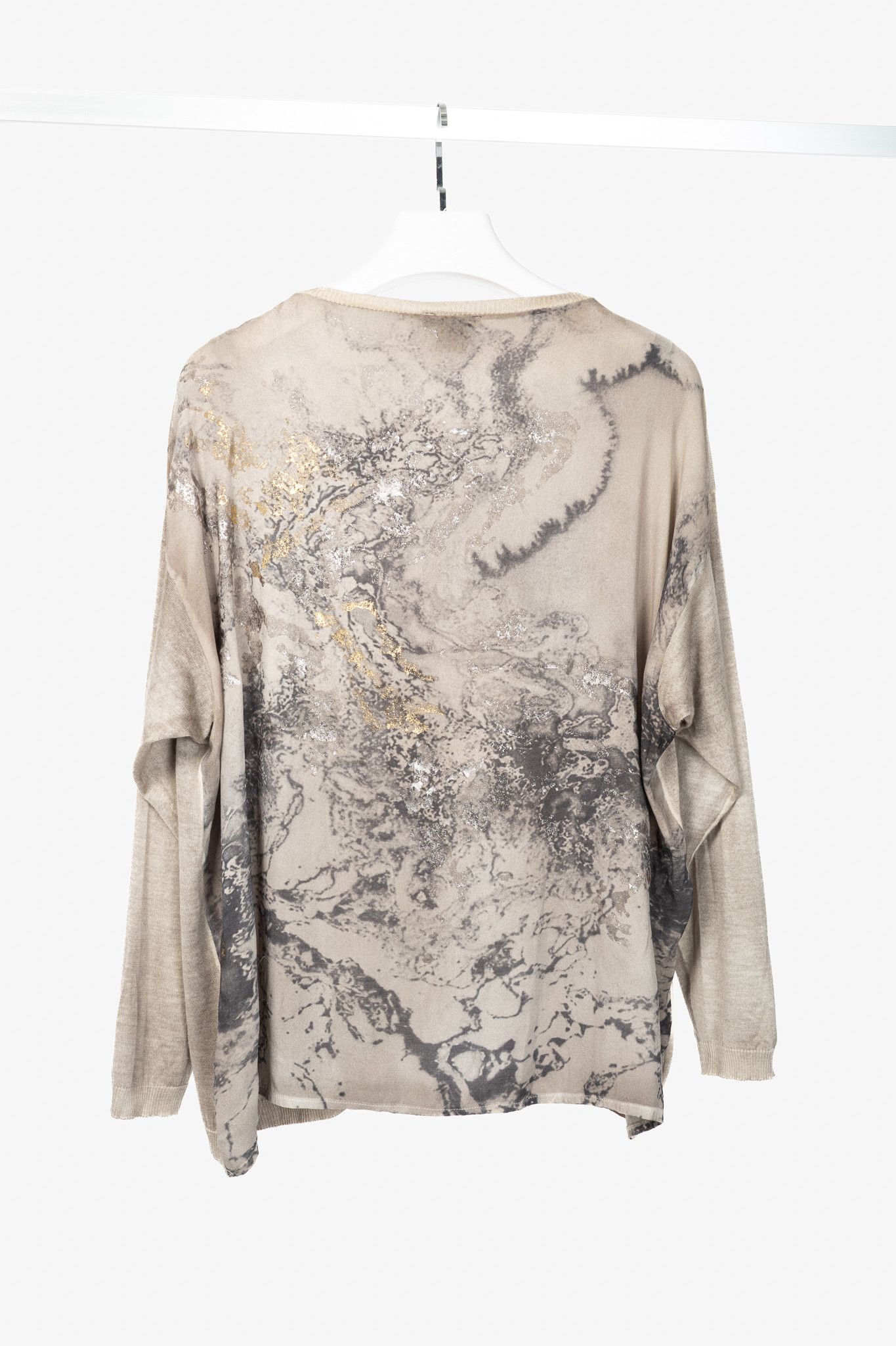 Avant Toi Avant Toi Taupe Cashmere & Silk-Back Water-Print Sweater Size XS / US 0-2 / IT 36-38 - 2 Thumbnail