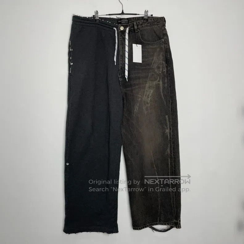 Balenciaga size XS Patchwork Denim Jogger Pants in Dark Gr