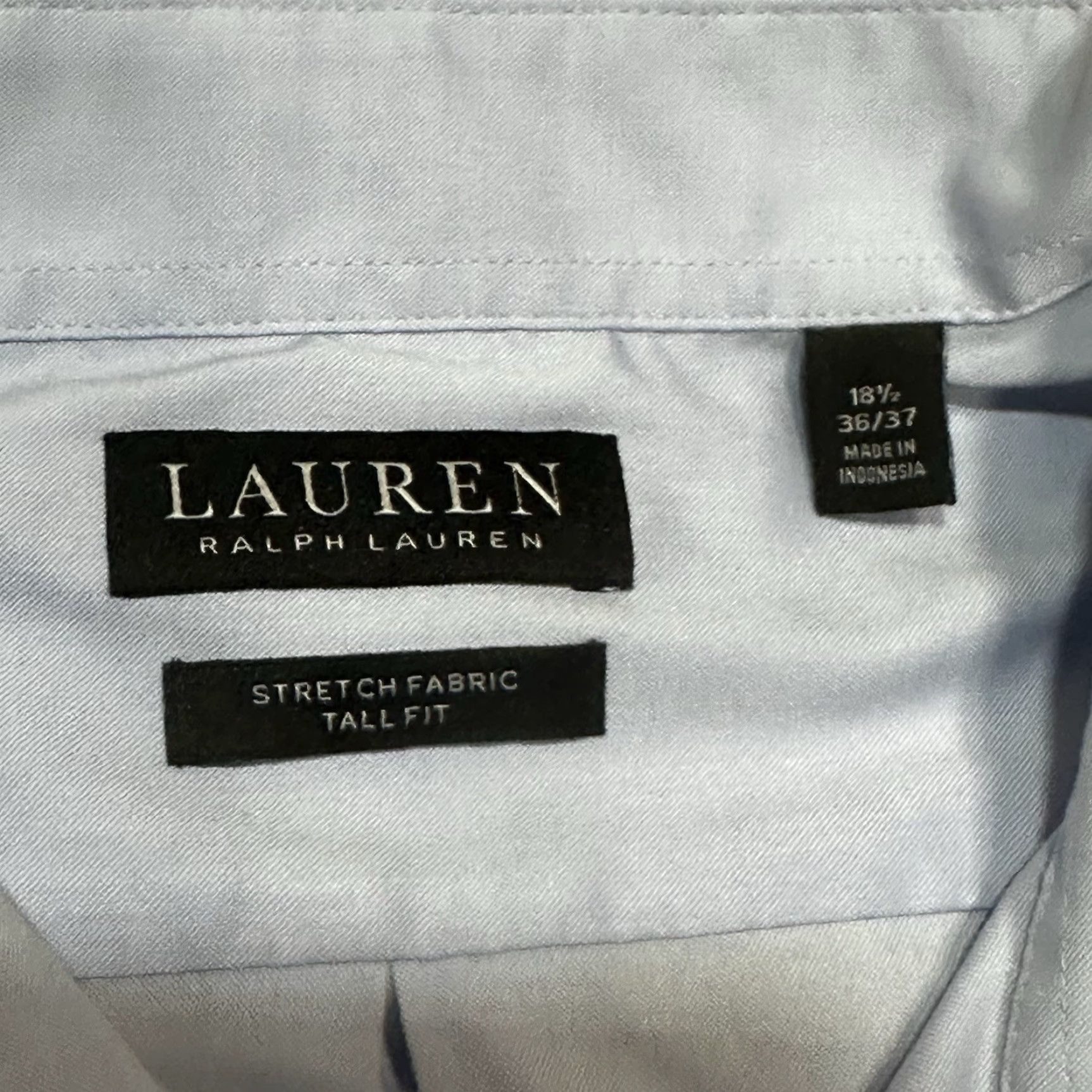 Ralph Lauren Lauren Ralph Lauren Dress Shirt 18.5 36/37 Blue Stretch Tall Fit Mens Size 48R - 4 Thumbnail