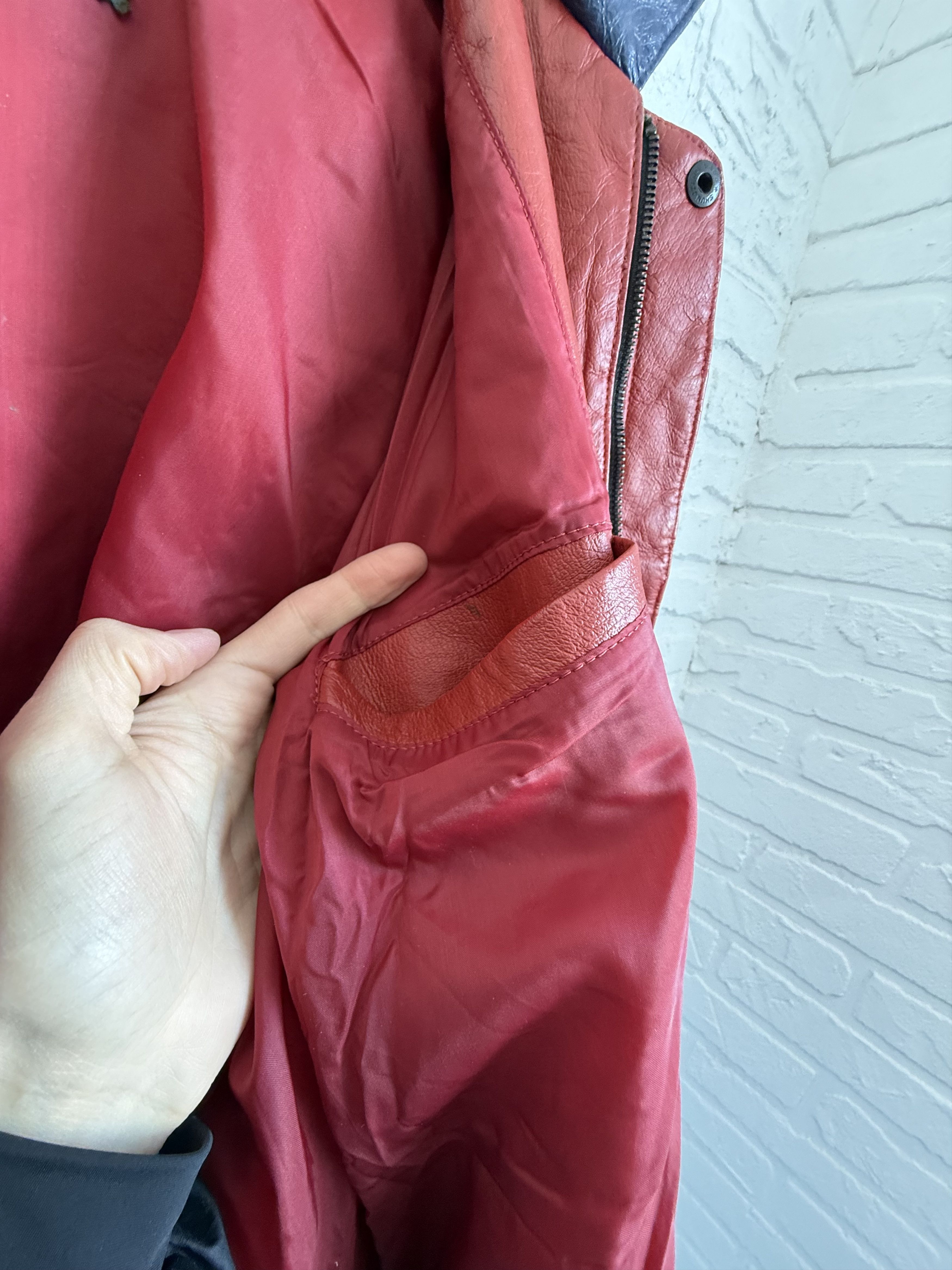 Genuine Leather Vintage 90s Italian Leather Bomber Jacket Eagle USA FLAG Size US L / EU 52-54 / 3 - 8 Thumbnail