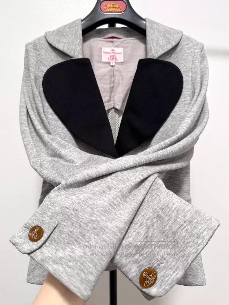 Vivienne Westwood Vivienne Westwood Gray Cotton Velvet Heart Collar Blazer J Size M / US 6-8 / IT 42-44 - 6 Thumbnail