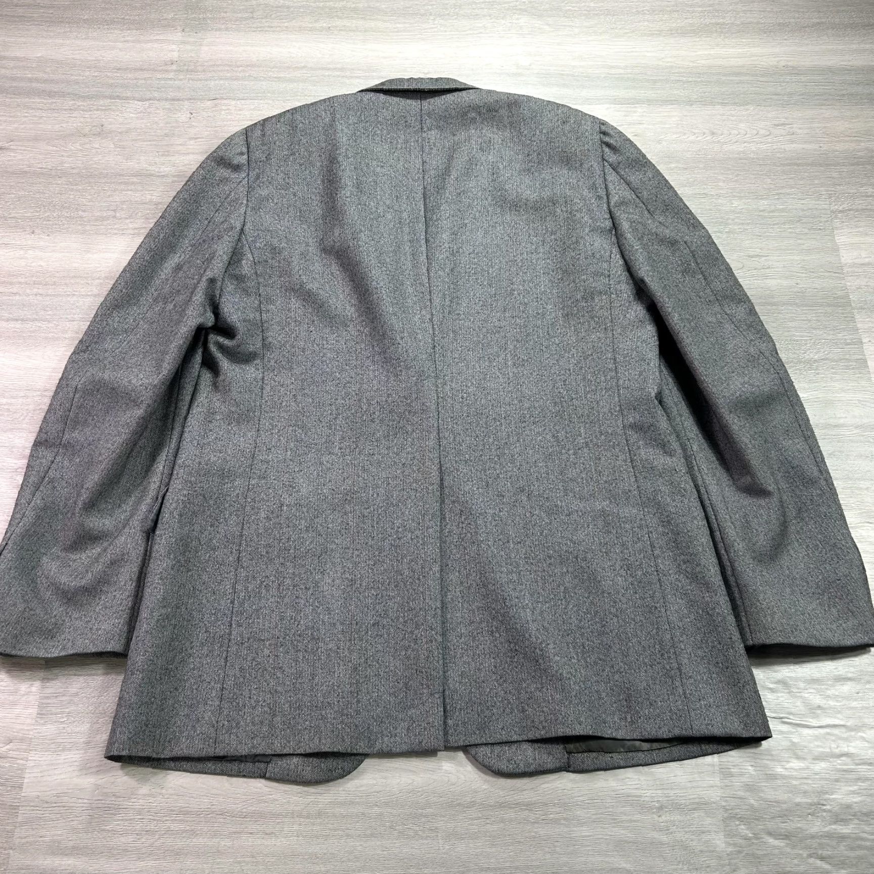 Vintage Hickey Freeman Blazer Mens 44L Gray Herringbone Wool Sport Coat Jacket Size 44R - 2 Thumbnail