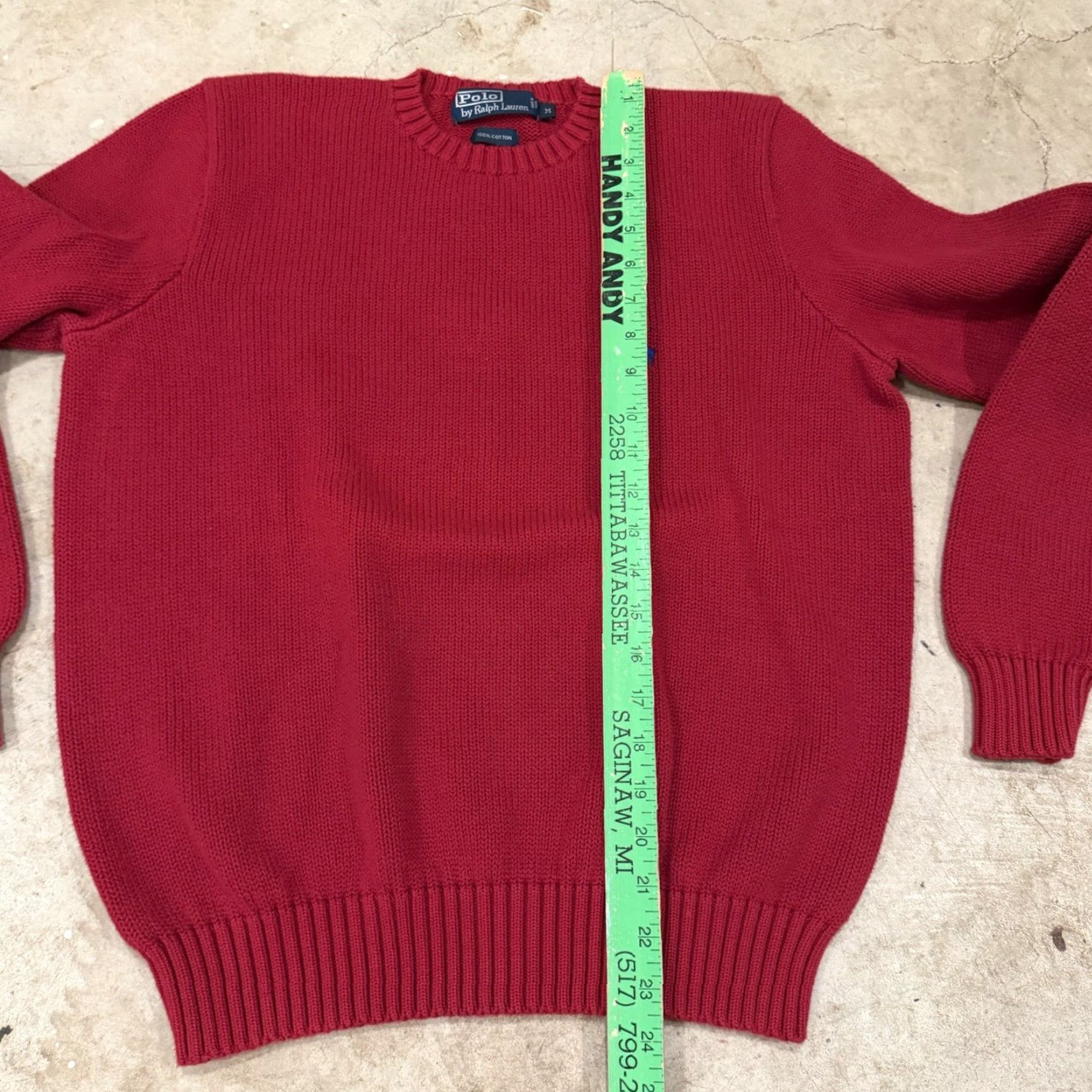 Polo Ralph Lauren VINTAGE Polo Ralph Lauren Sweater Mens 90s Red Knit Size M Pullover Crew Neck Cotton Knit Regular Size US M / EU 48-50 / 2 - 6 Thumbnail