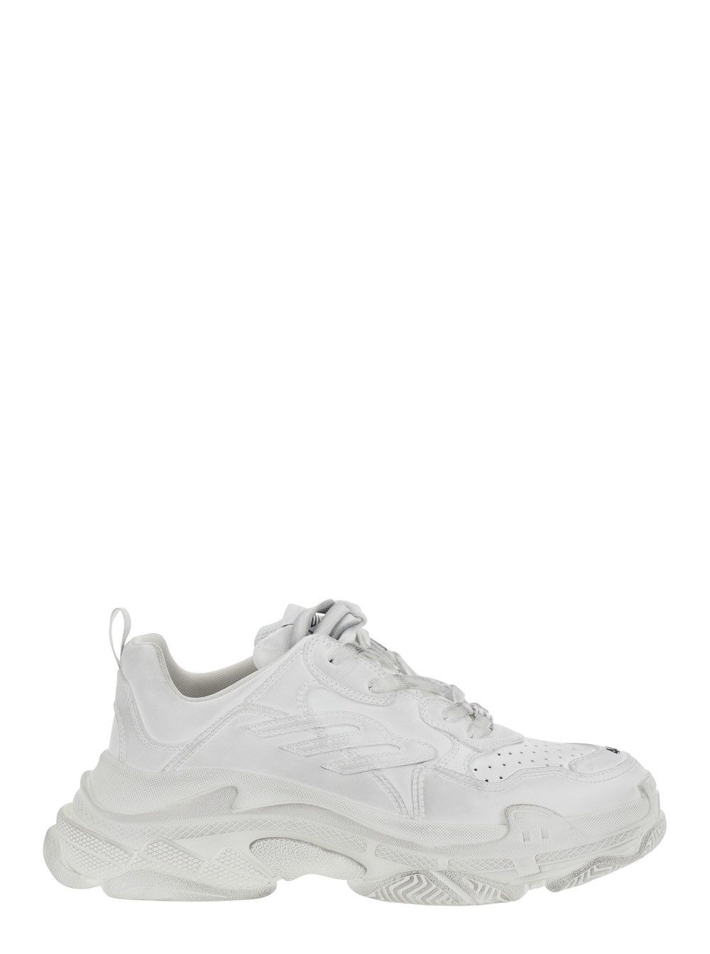 Triple S Sporty' White Sneaker with 3B Logo Embroidered on the