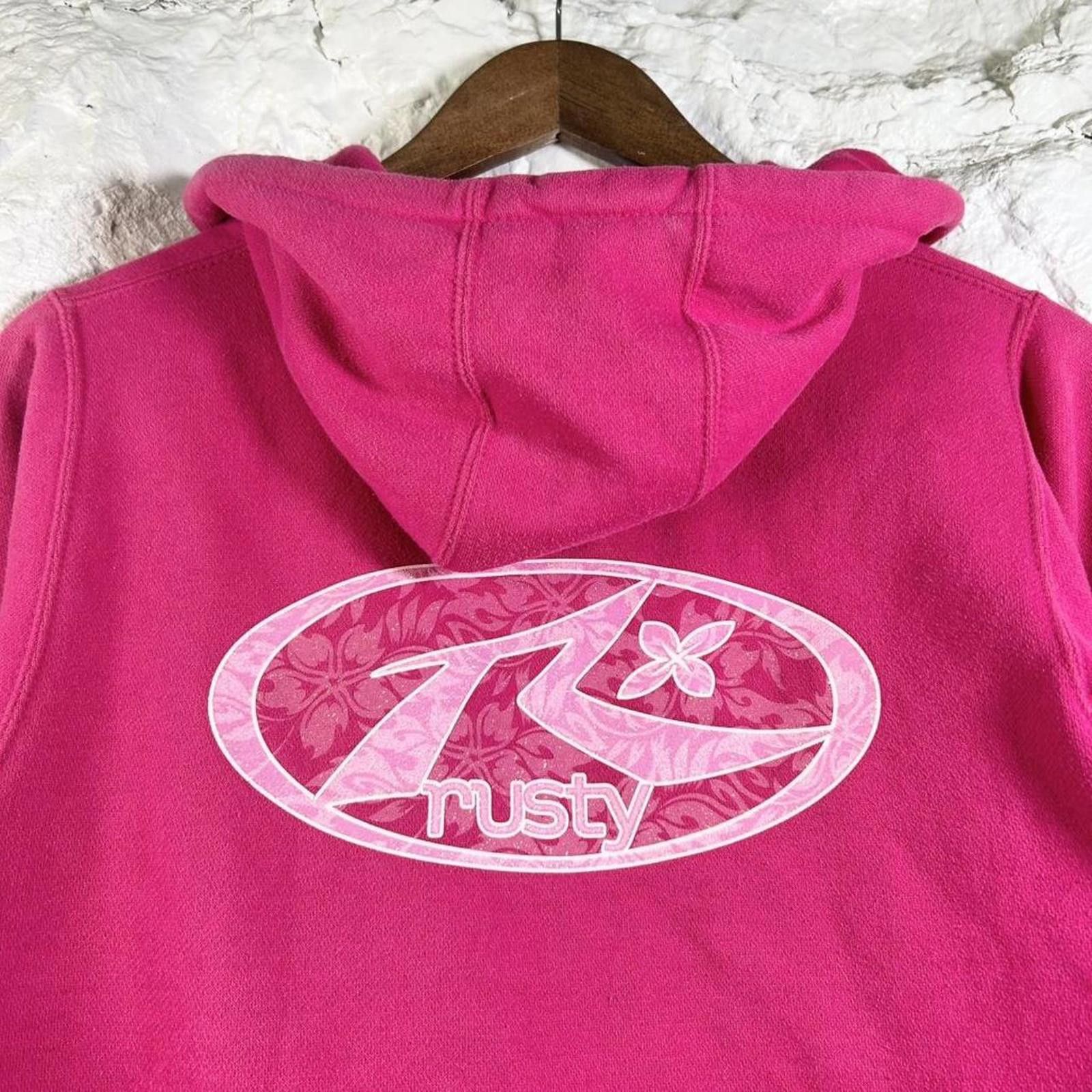 Rusty Y2K Rusty Surf Center Logo Pink Hoodie Size XS Size XS / US 0-2 / IT 36-38 - 5 Thumbnail