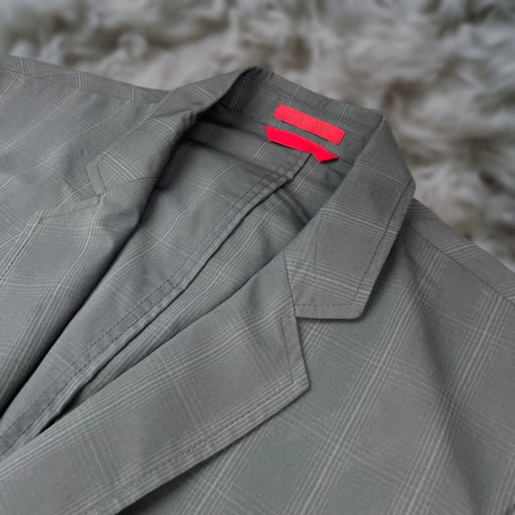 Alfani Men’s Performance Stretch Blazer Gray Plaid Medium 2-Button Closure