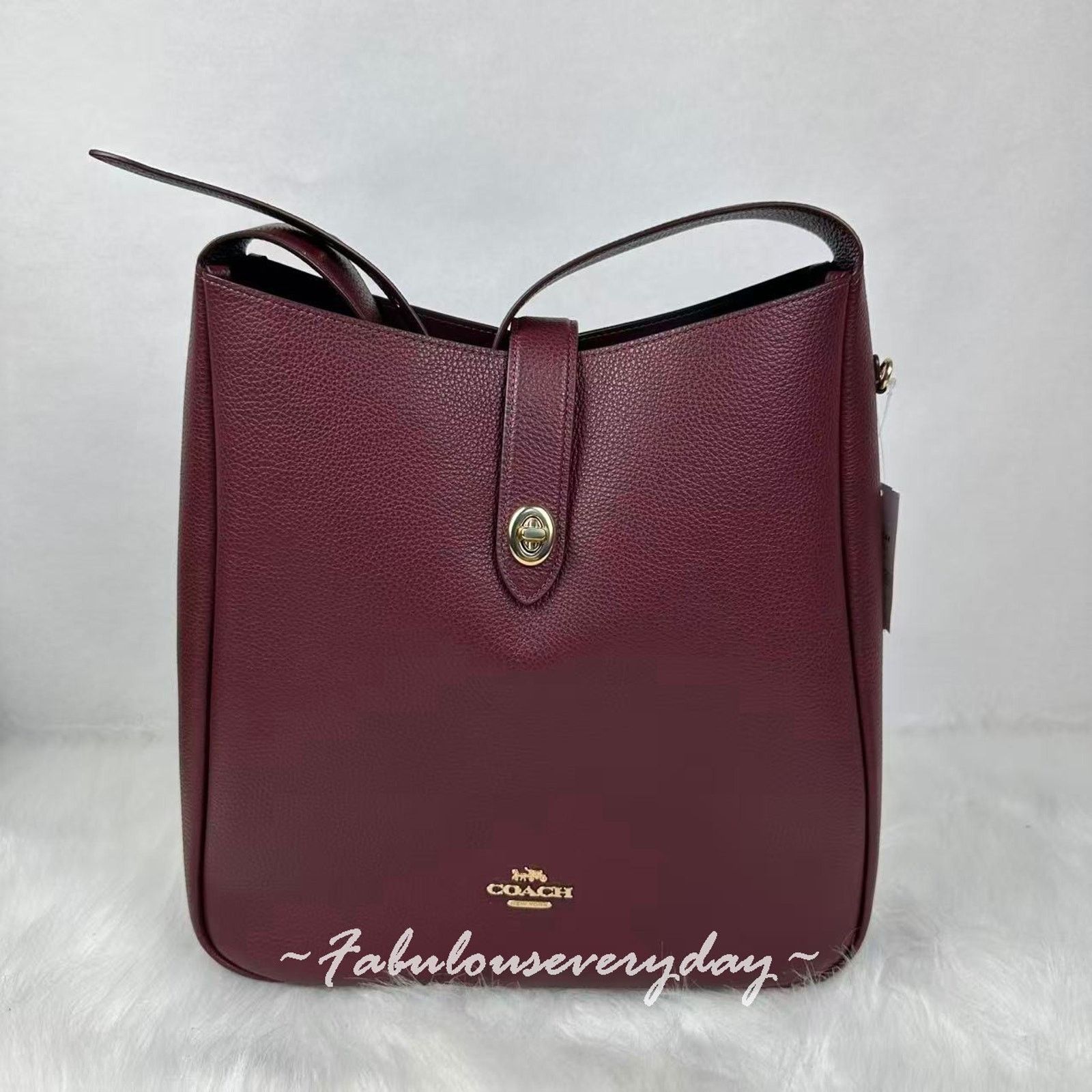 Coach Coach Hadley Large Shoulder Bag Leather/Gold/Dark Wine CCD65 Size ONE SIZE - 1 Thumbnail