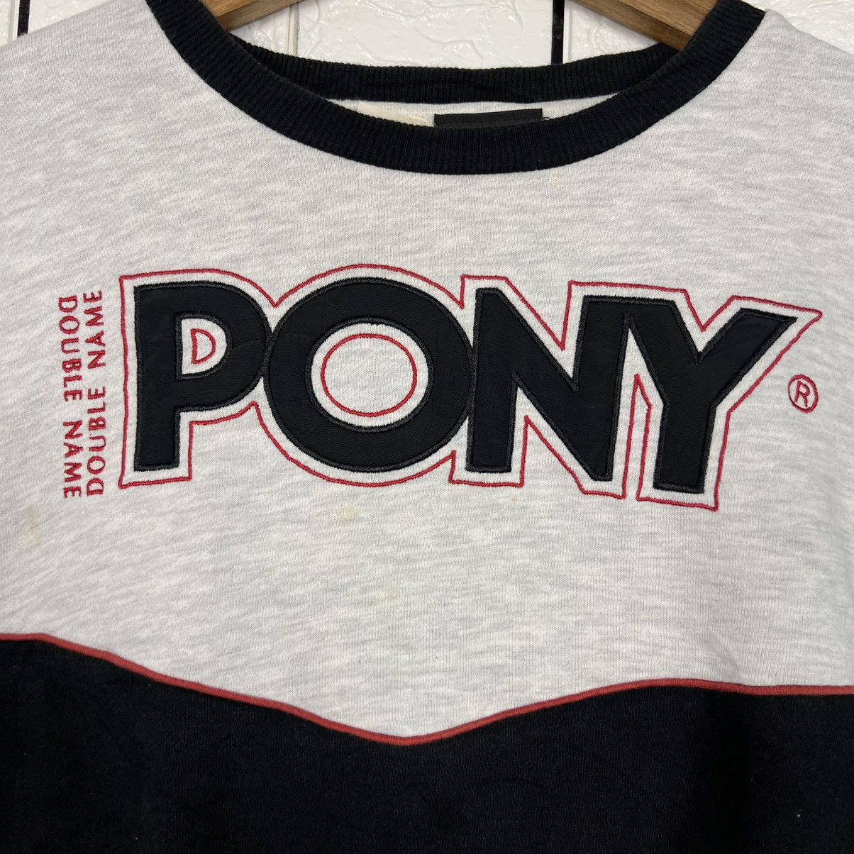 PONY PONY X DOUBLE NAME Big Logo Cropped Sweatshirt #4206-C192 Size ONE SIZE - 5 Thumbnail