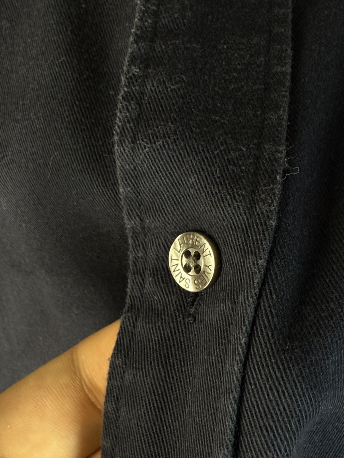 Yves Saint Laurent Heavy YSL Shirt Cotton Navy Size US L / EU 52-54 / 3 - 8 Thumbnail