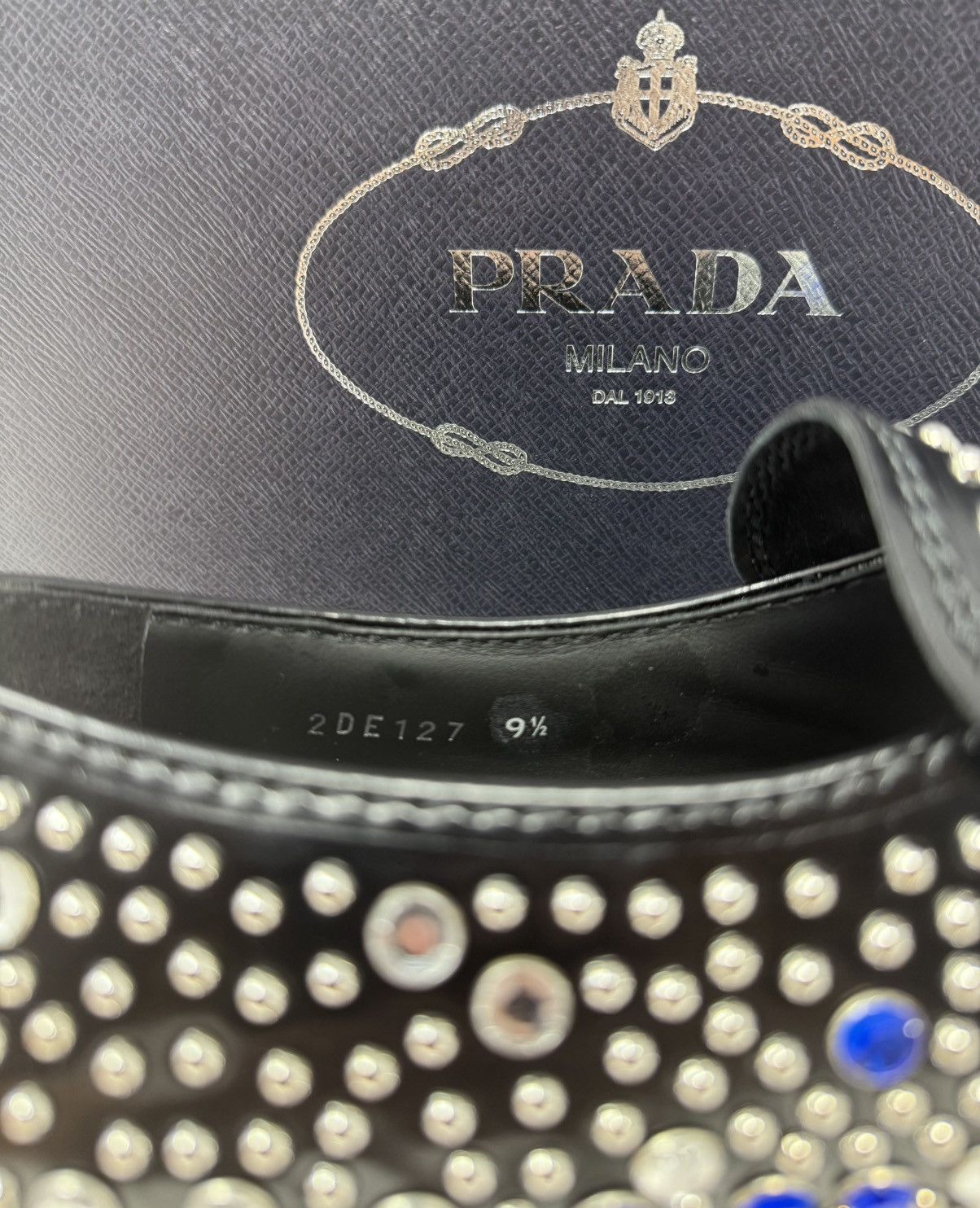 Prada Prada Rhinestone Embellished Leather Loafer Size US 10.5 / EU 43-44 - 7 Thumbnail