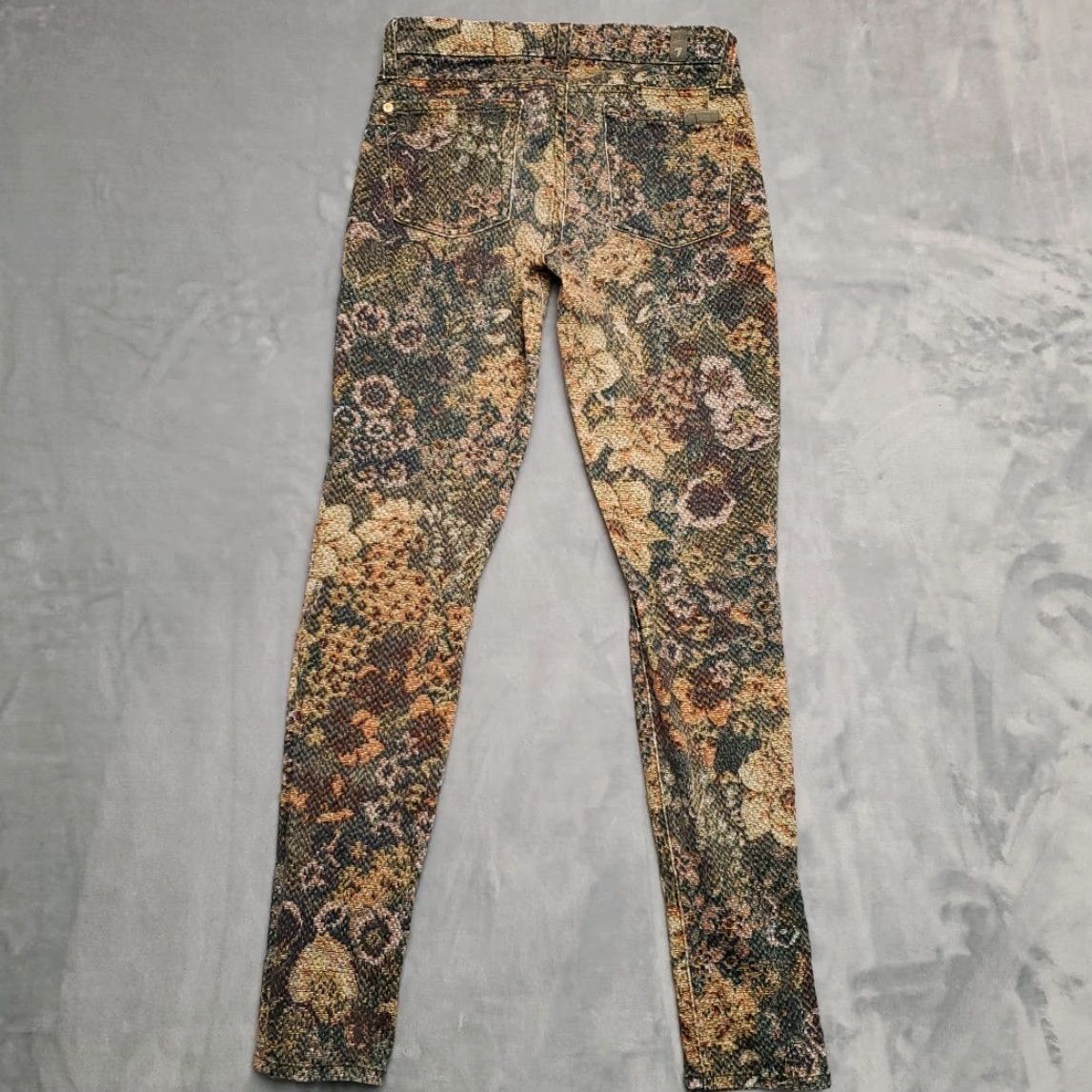 7 For All Mankind VINTAGE 7 For All Mankind Jeans Womens 24 Green Tapestry Print Skinny Stretch Pants Size 42" / US 20 - 6 Thumbnail