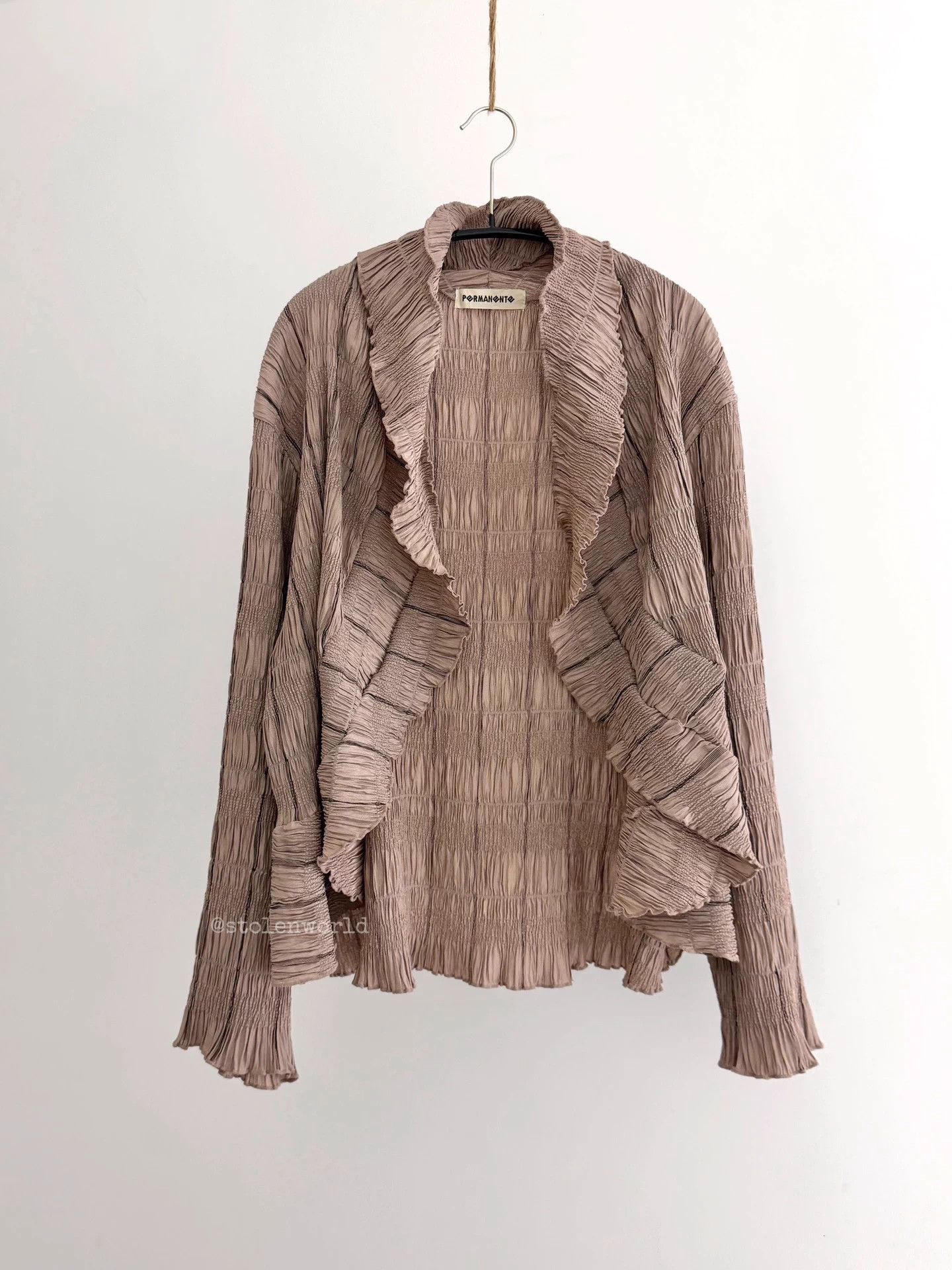 Issey Miyake Issey Miyake 1990 SS soft gray pink lace pleated cardigan Size M / US 6-8 / IT 42-44 - 1 Thumbnail