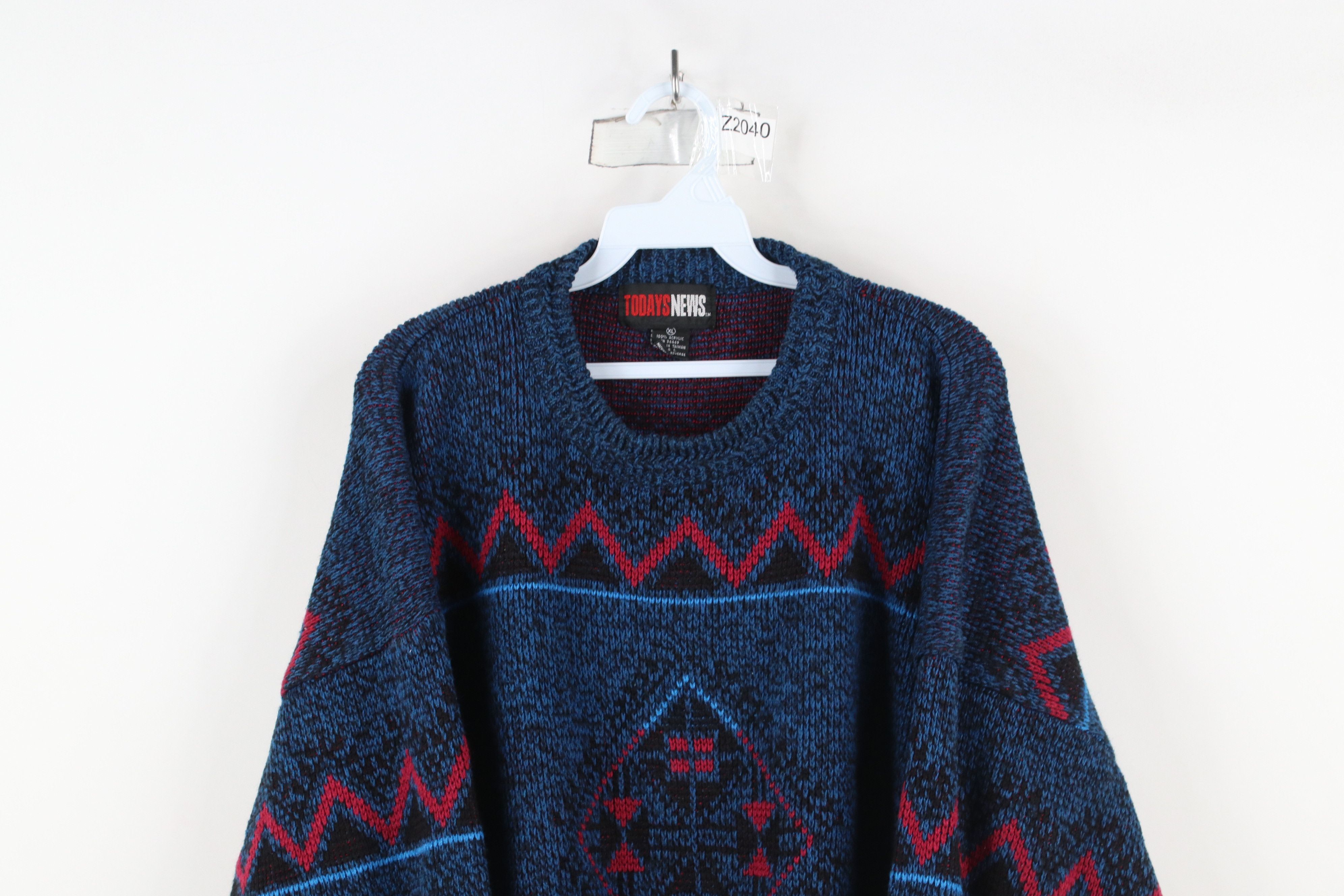 Vintage Vintage 90s Streetwear Southwestern Knit Crewneck Sweater Size XL / US 12-14 / IT 48-50 - 2 Thumbnail