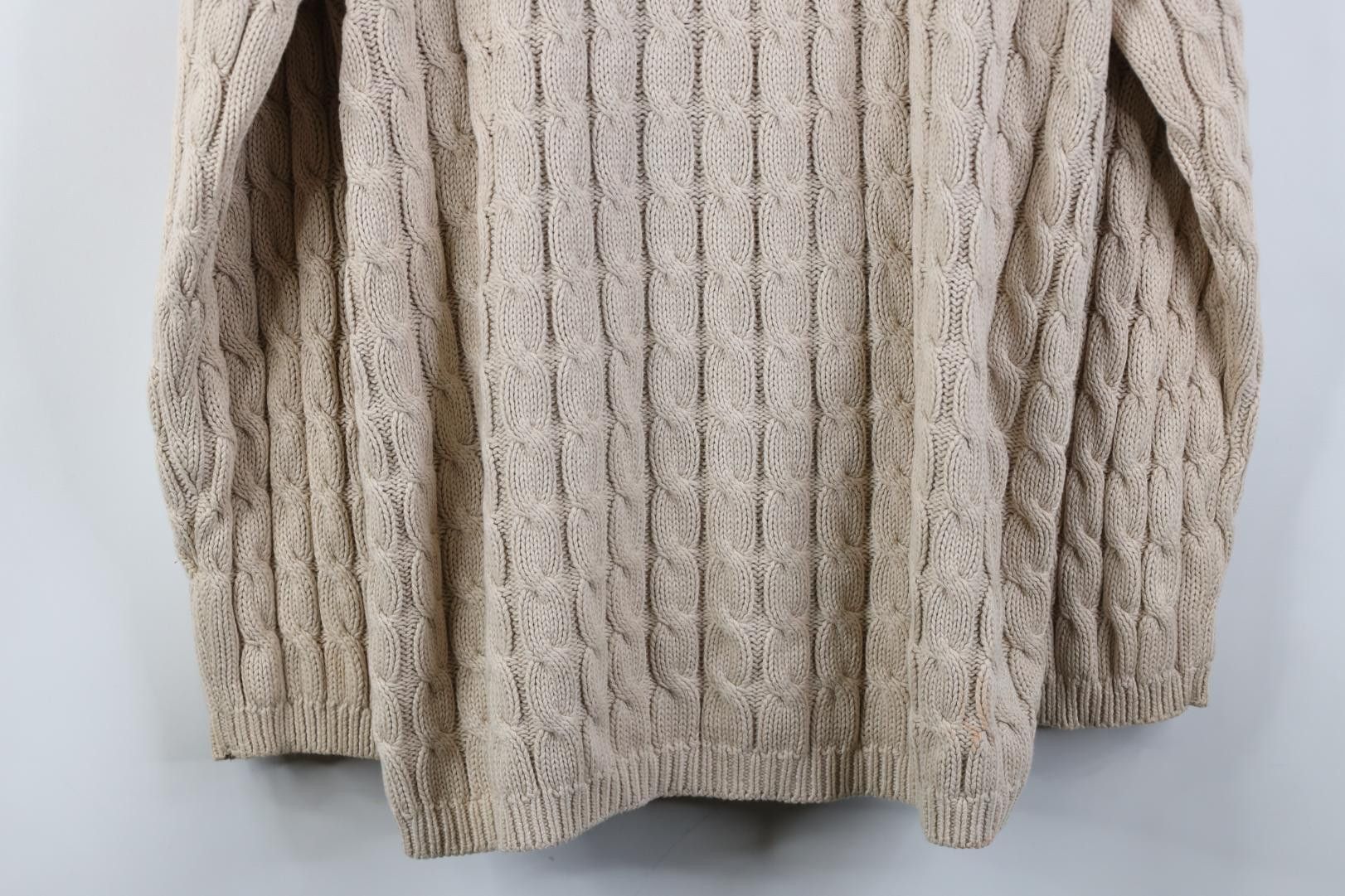 Lands' End Vintage 90s Lands End Cotton Cable Knit Cardigan Sweater Size S / US 4 / IT 40 - 10 Thumbnail