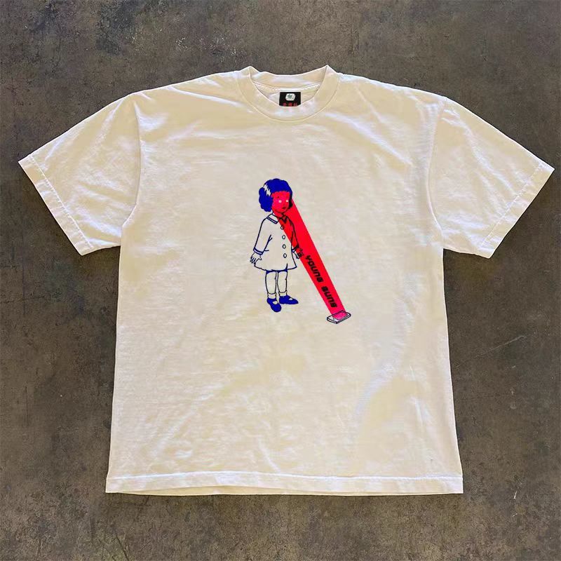 Vintage White washed retro trendy girl printed t-shirt Size US M / EU 48-50 / 2 - 1 Thumbnail