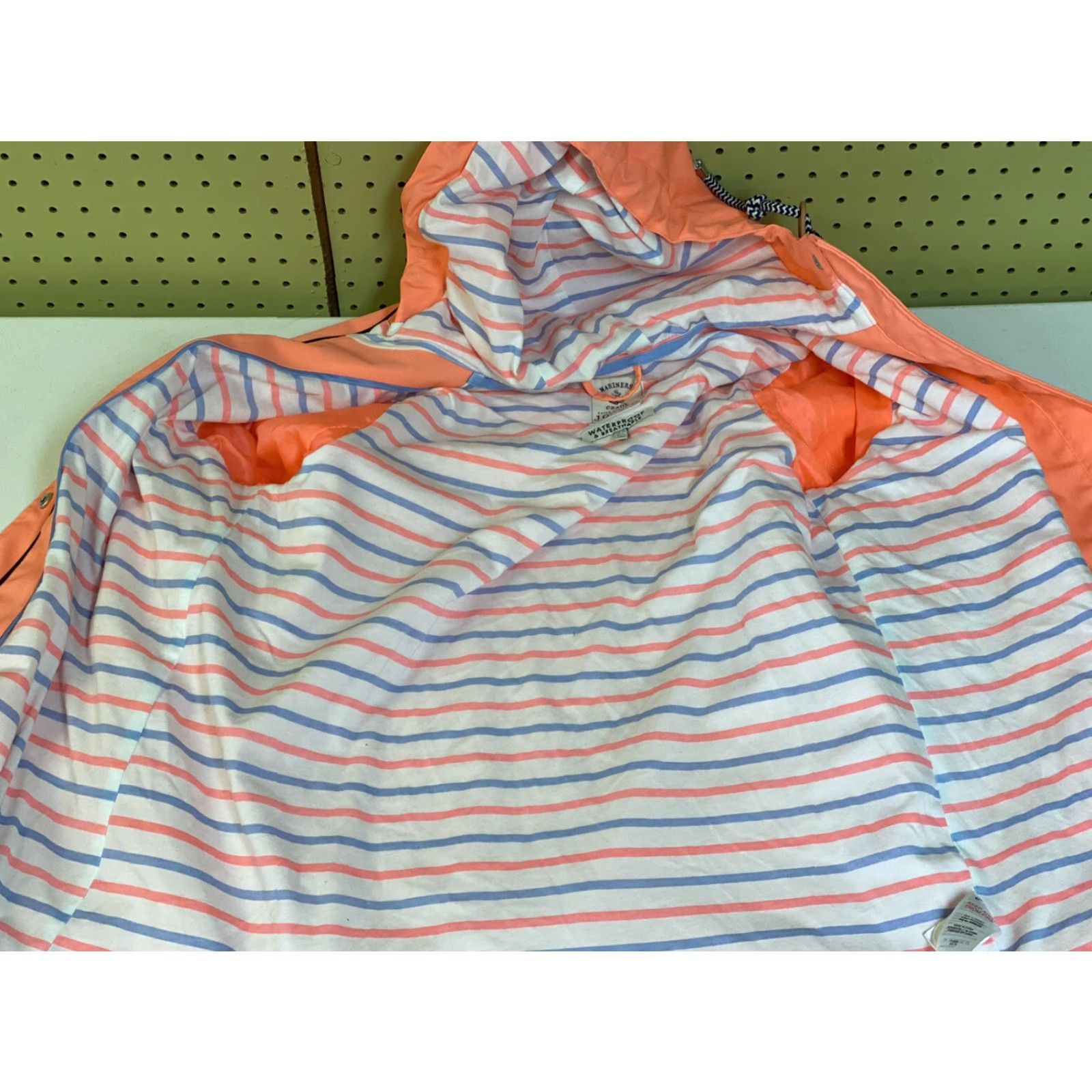 Vintage Joules U-Coast Waterproof Hooded Jacket Womens Large US 10 Neon Orange Fluorescent Rain Coat Hooded External Snaphot Zip Size L / US 10 / IT 46 - 7 Thumbnail